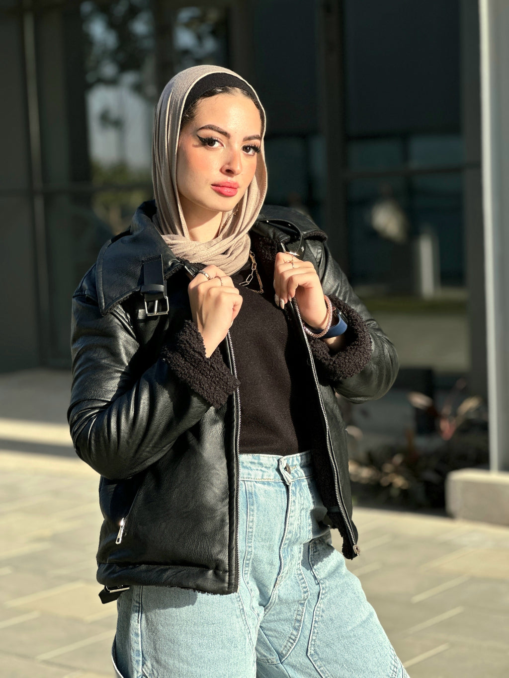 Teddy Leather 2 in 1 Jacket Midnight