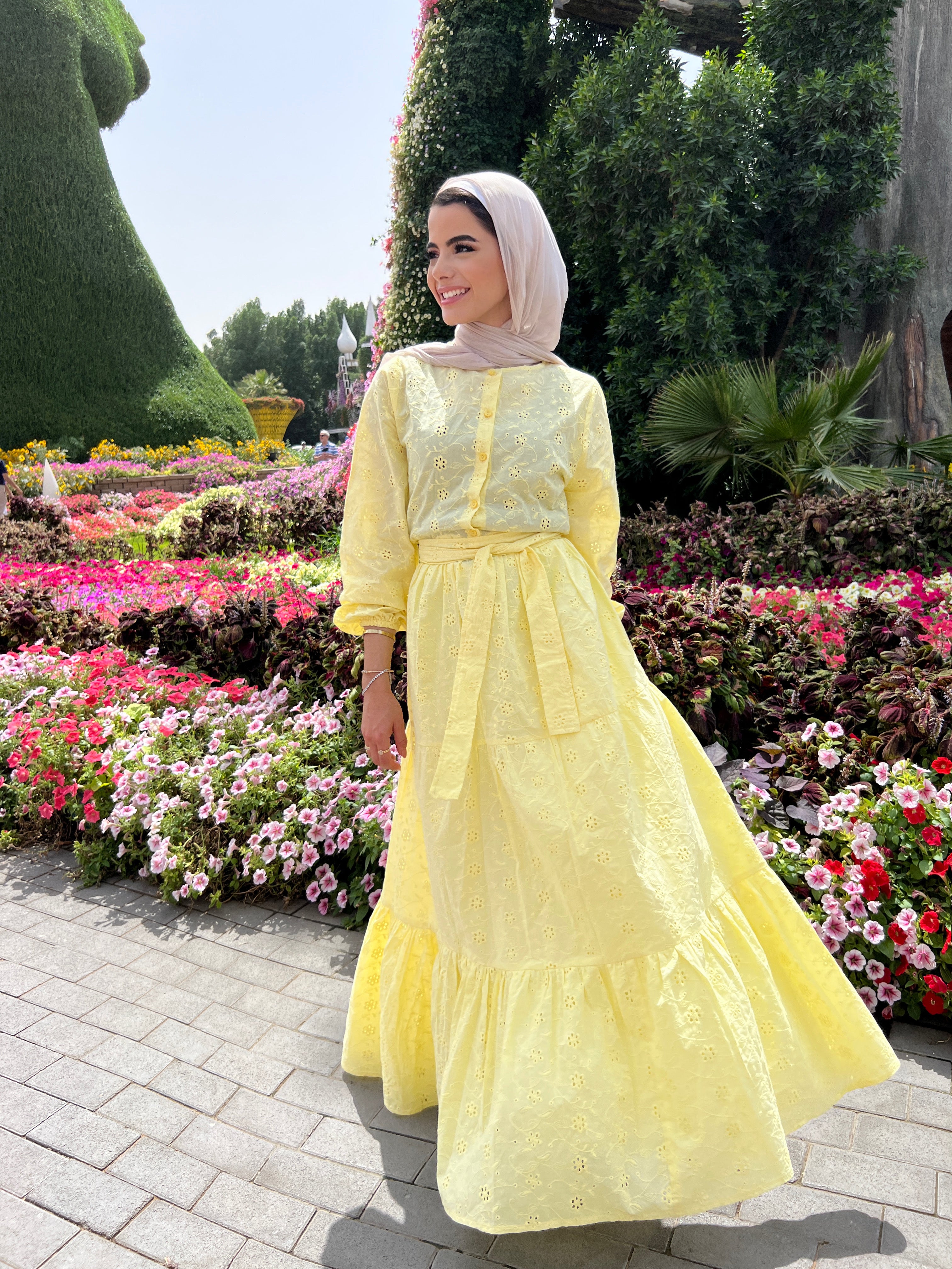 New Cutout Dress Pale Yellow
