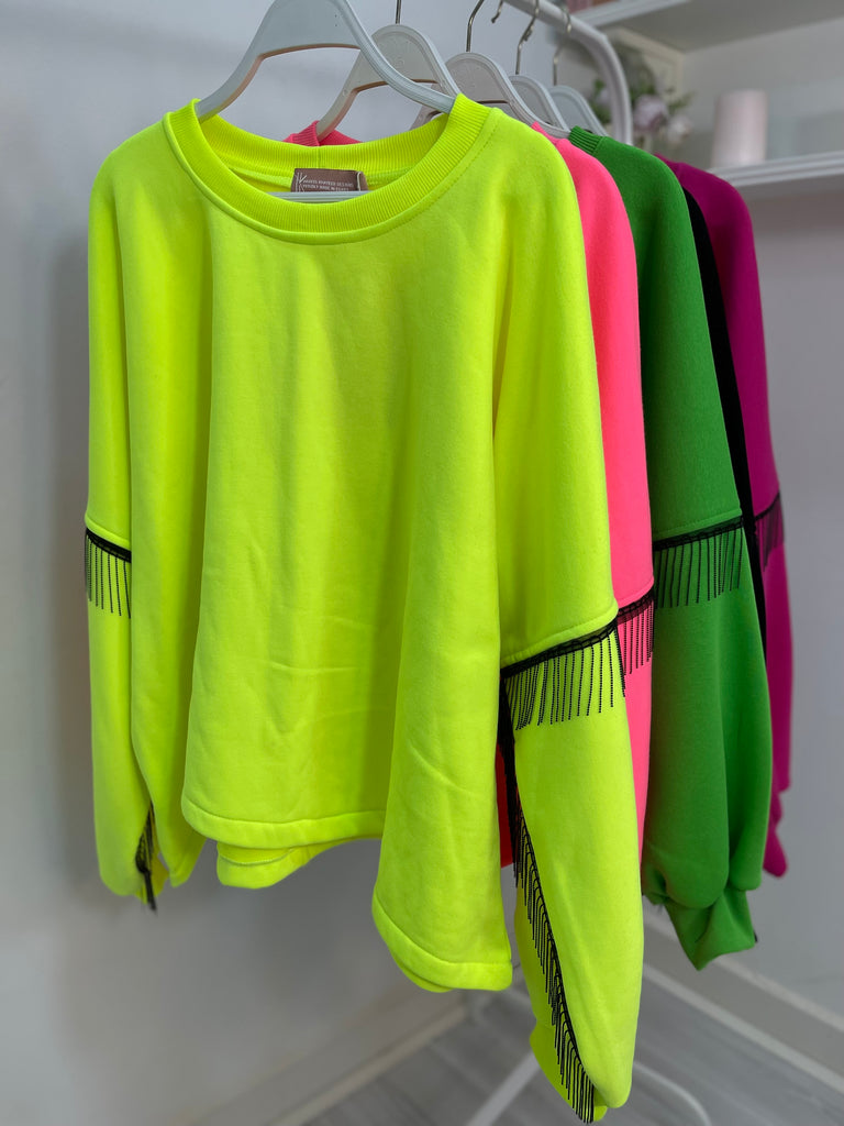 Bling Fringe Neon Sweatshirt