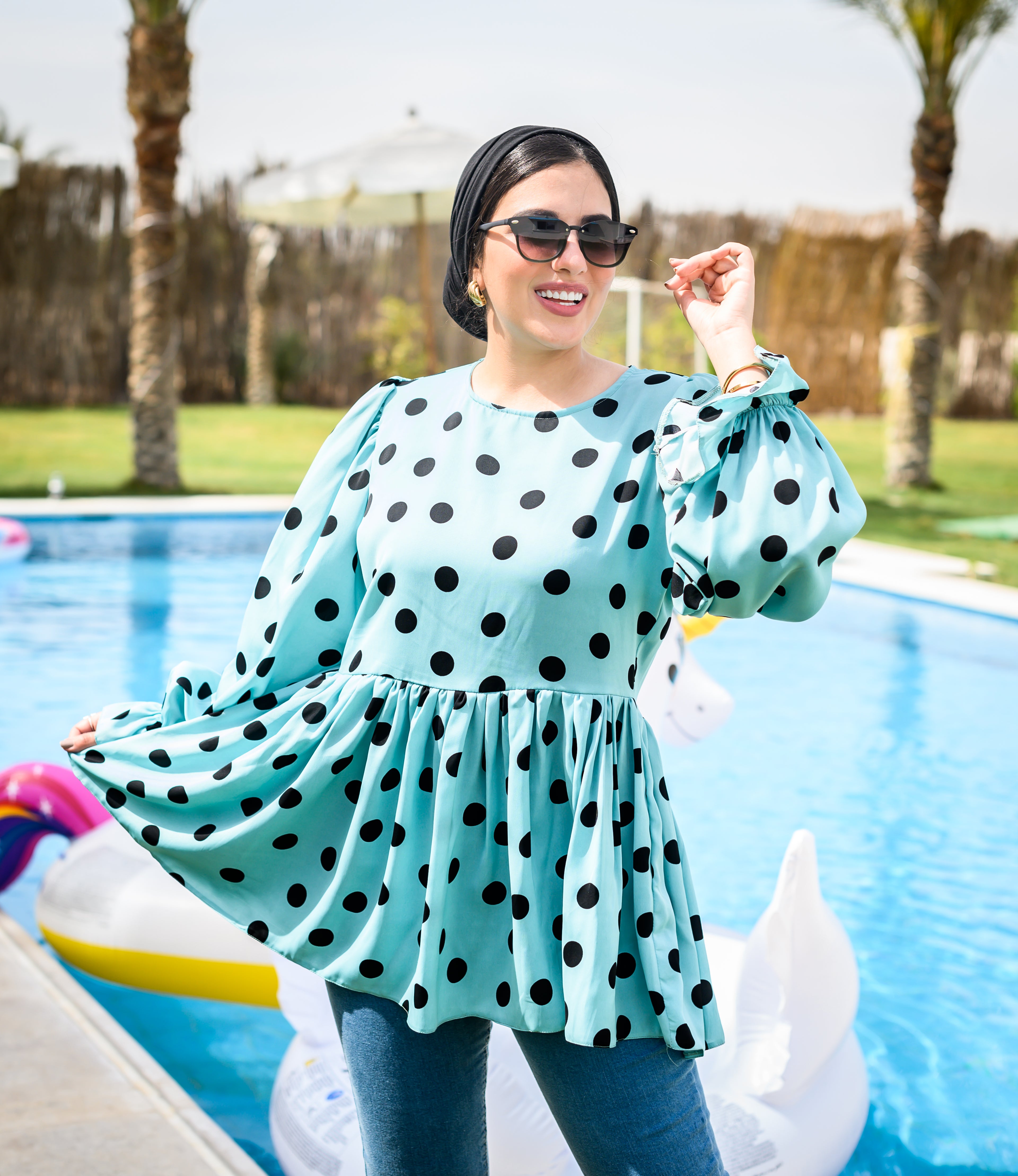 Polka Dots Ruff Puff Mint