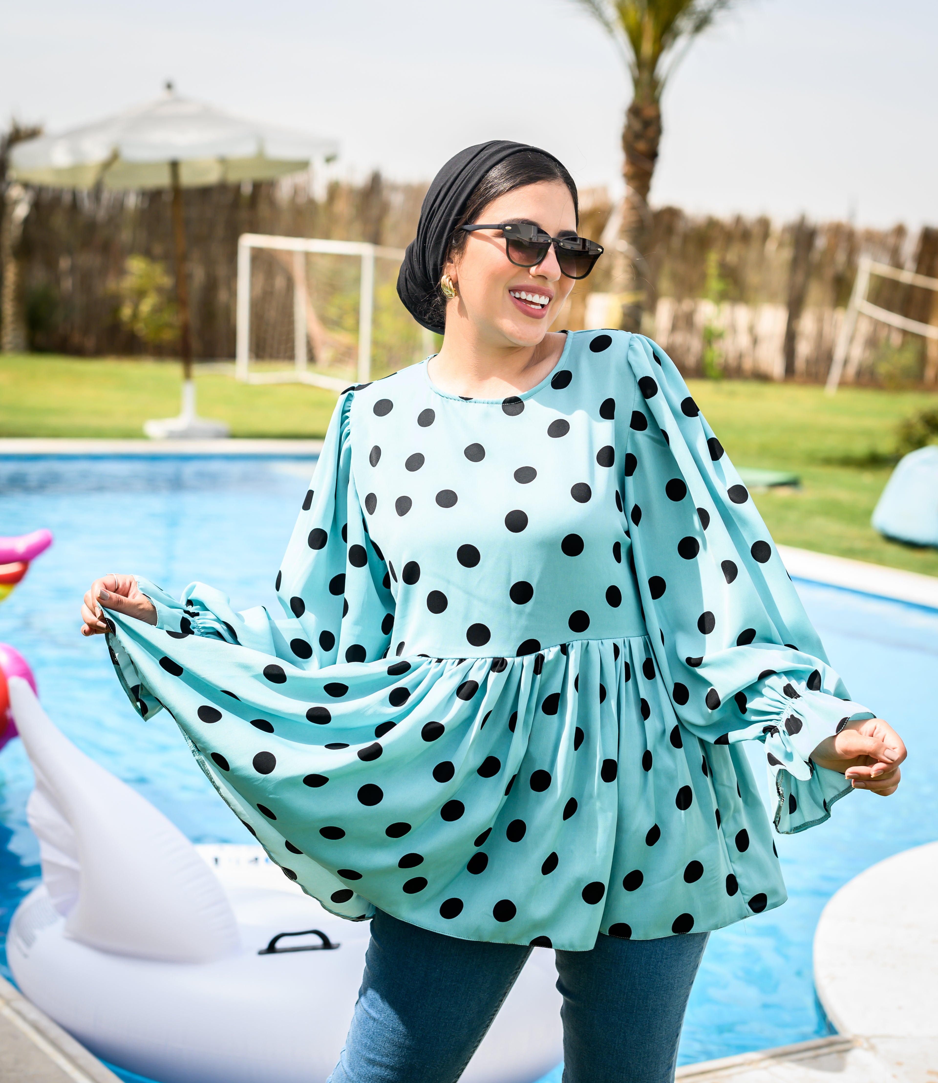 Polka Dots Ruff Puff Mint
