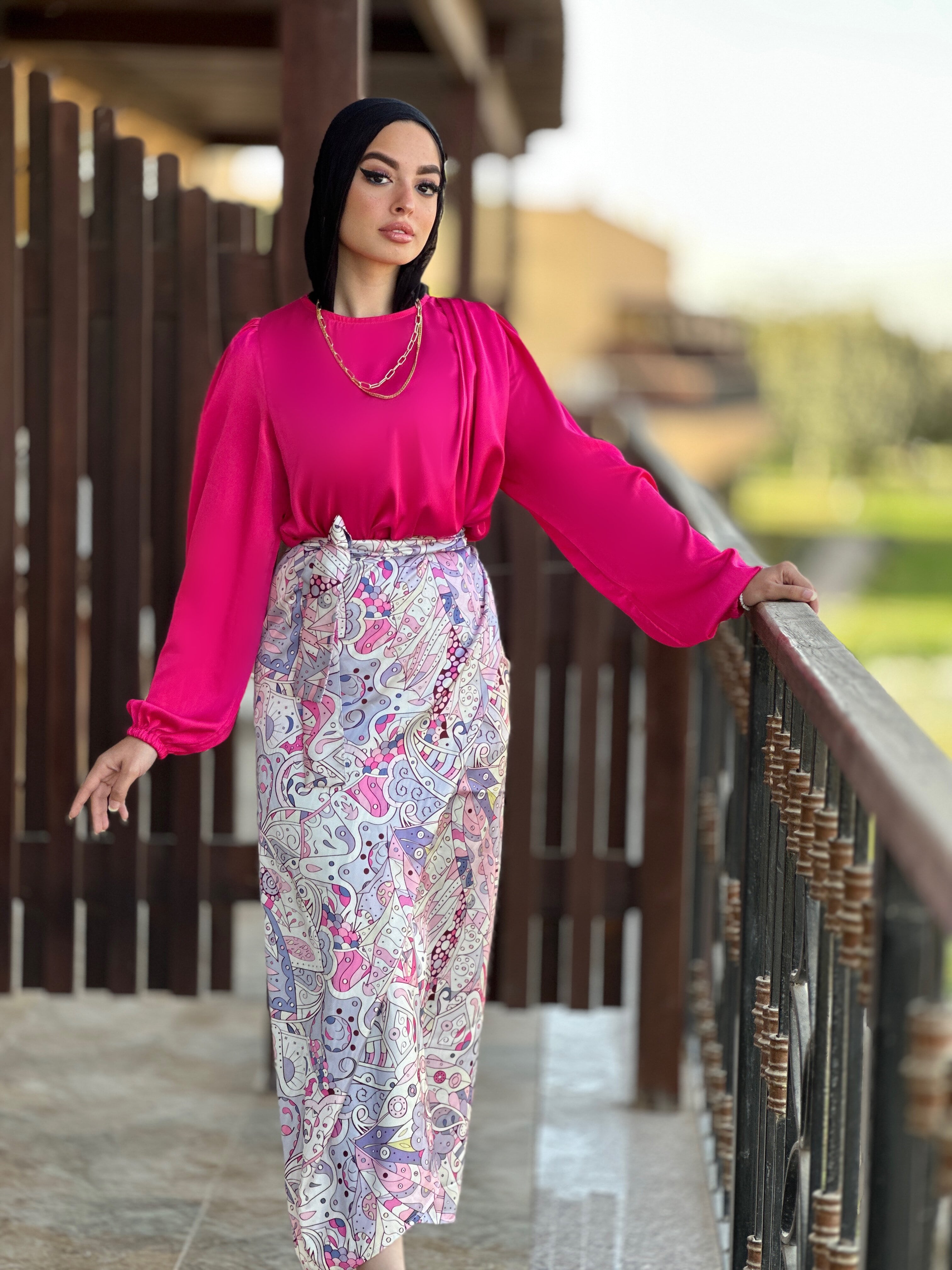 Drapped Magic Top Hot Pink