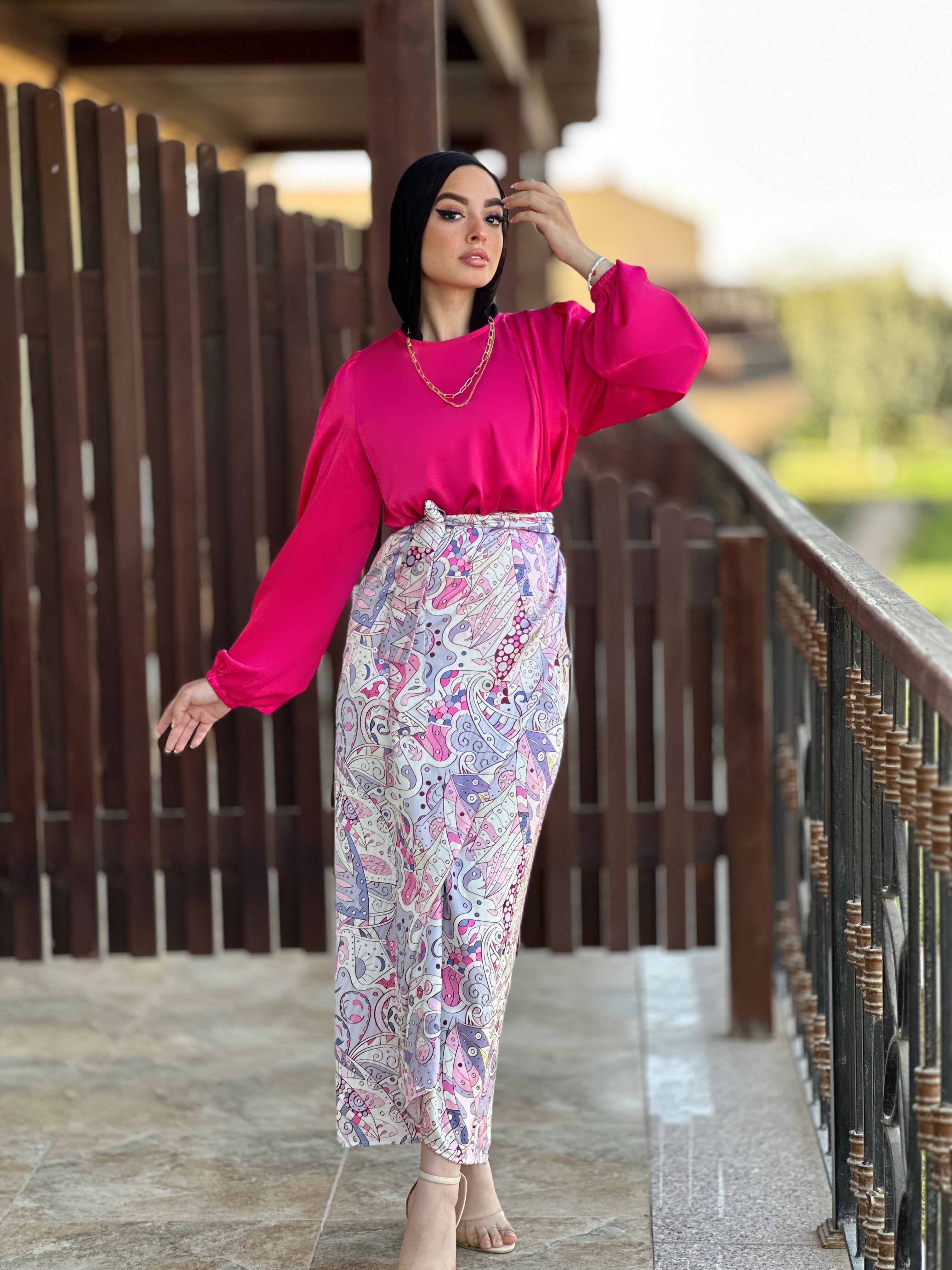 Drapped Magic Top Hot Pink