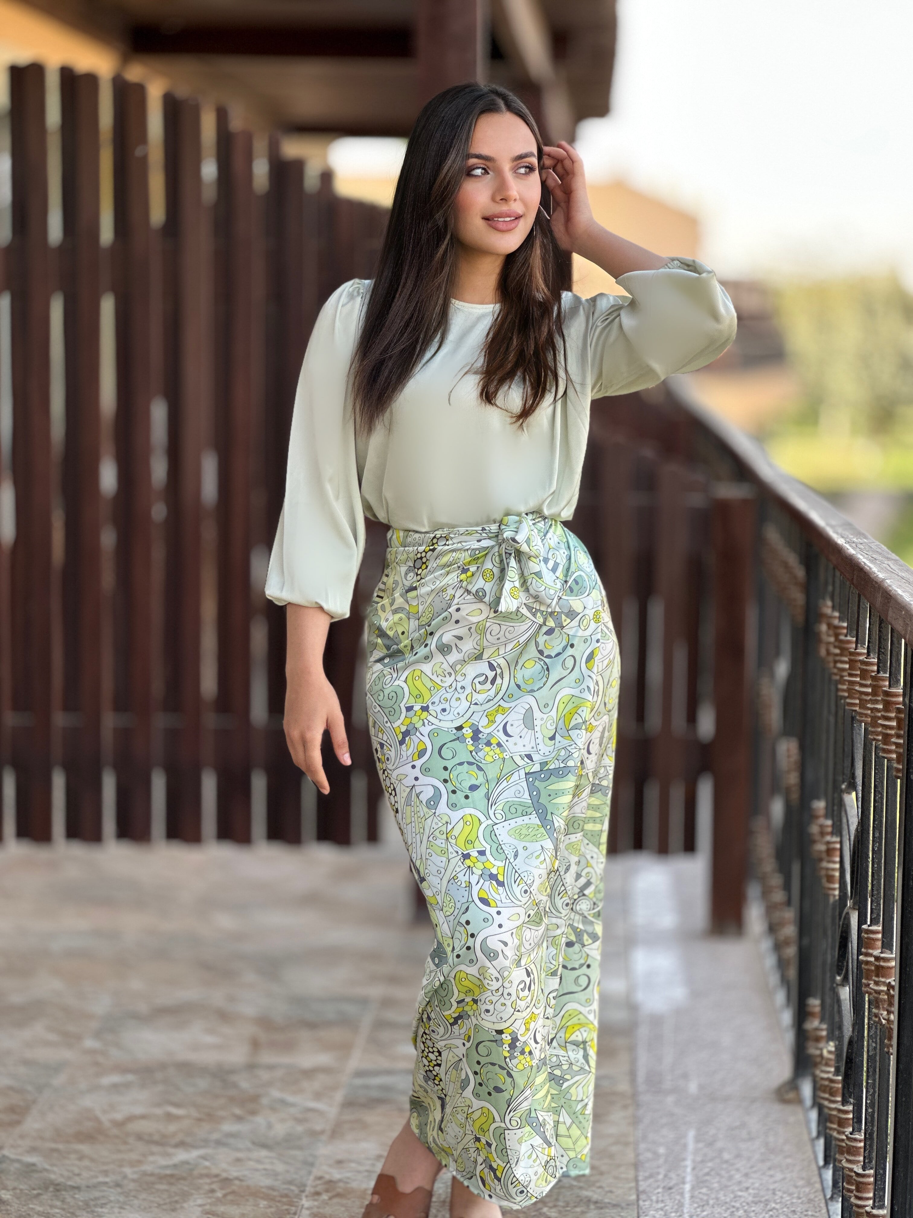 Wrap It Doodles Skirt Lime