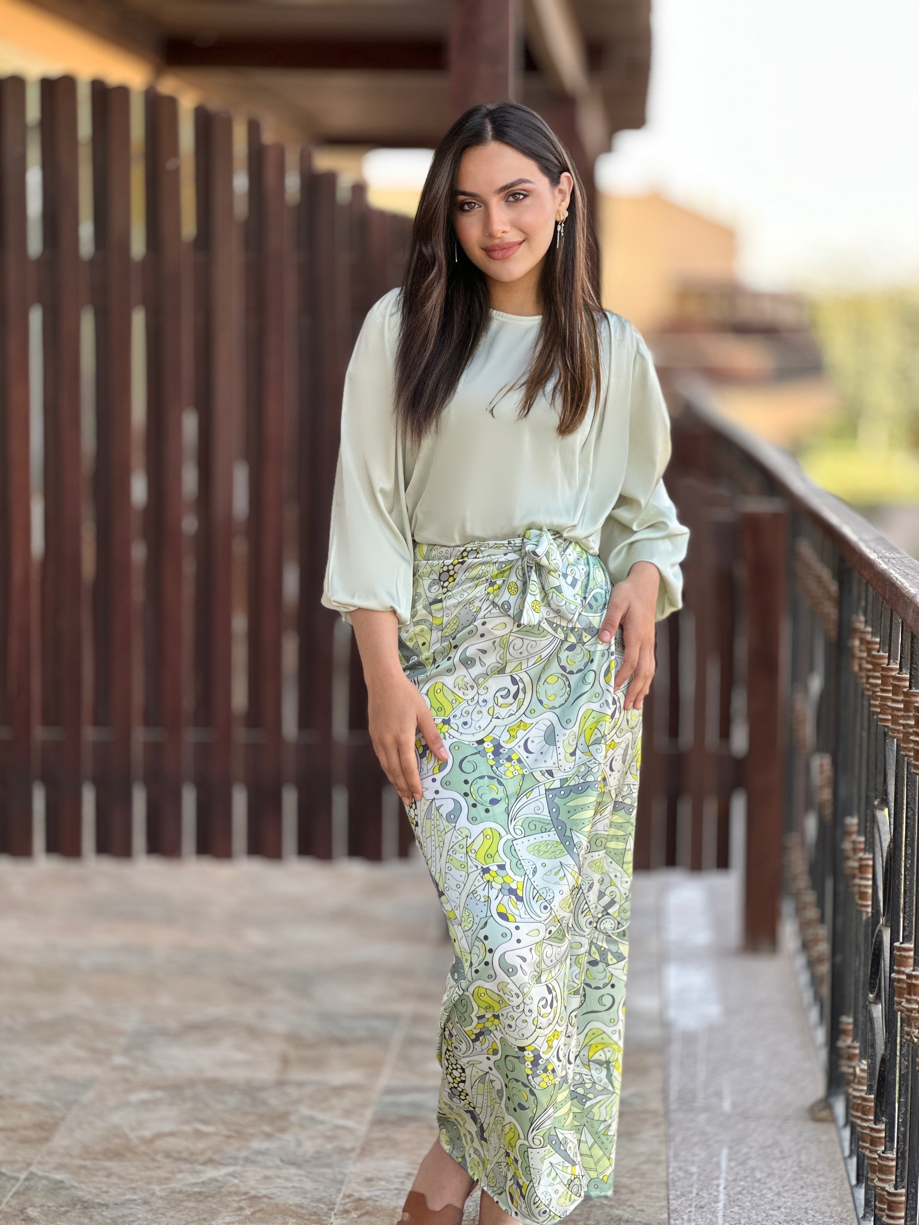 Wrap It Doodles Skirt Lime