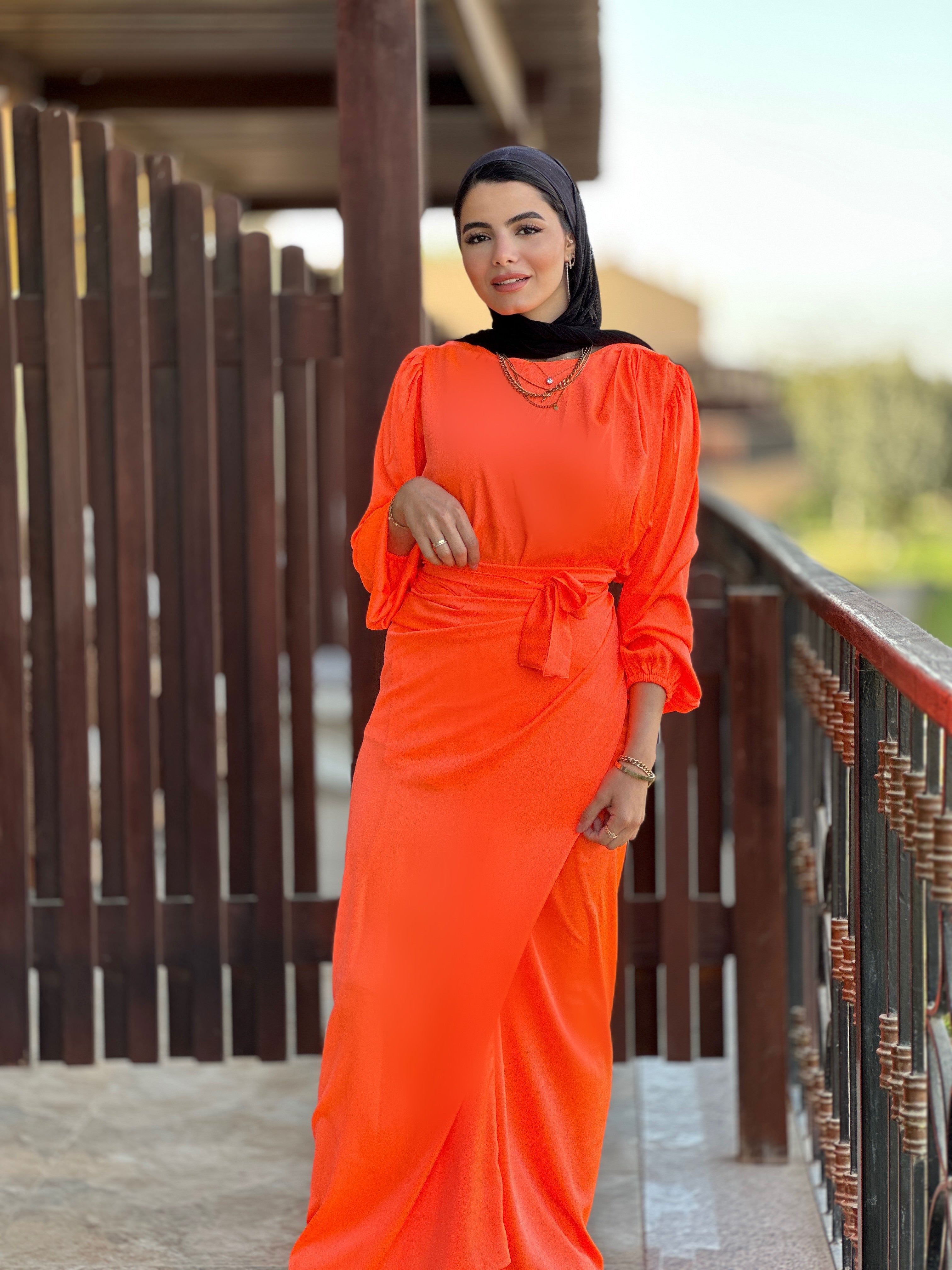 Drapped magic Skirt Electric Orange