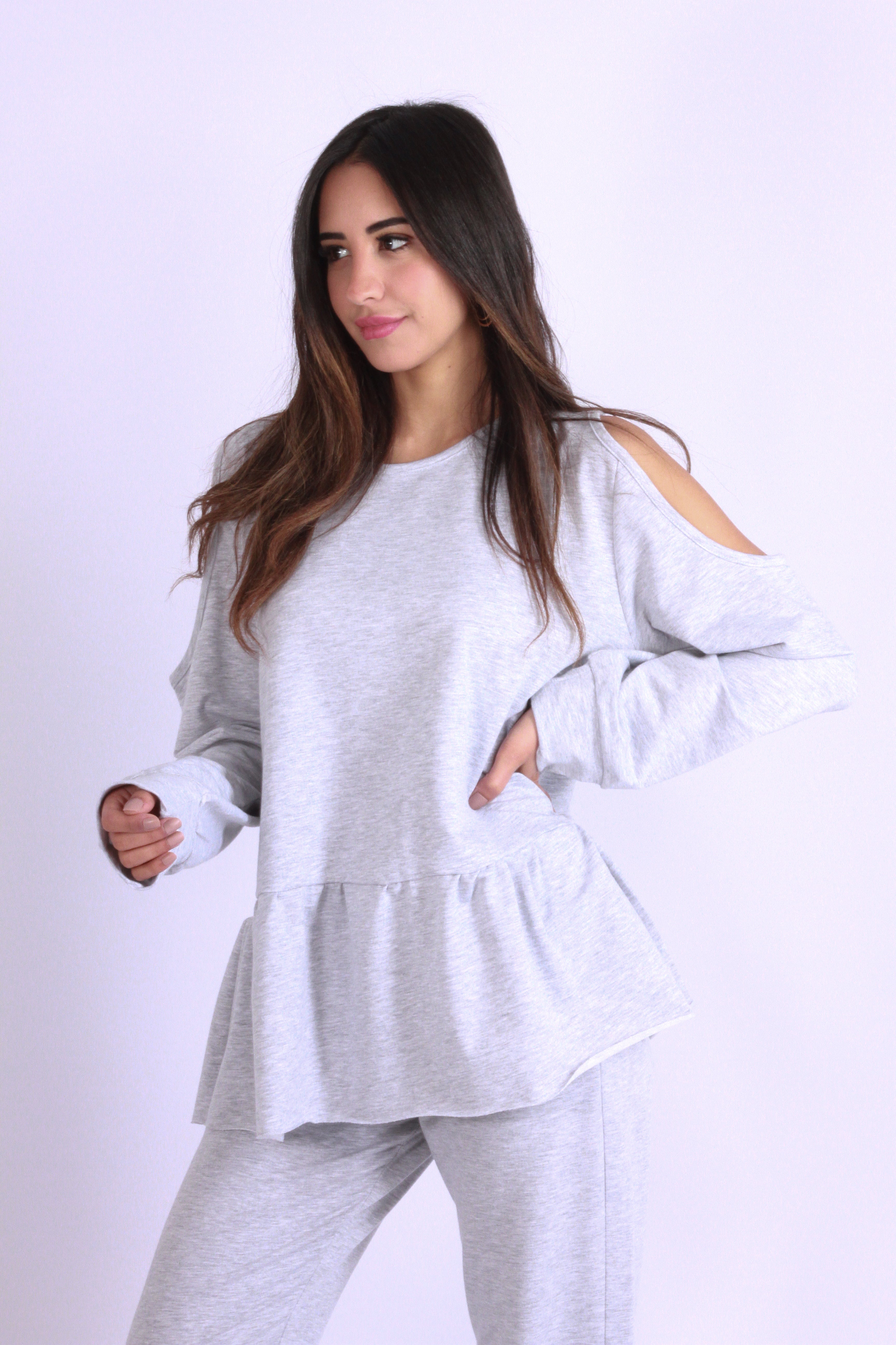 Cold Shoulders Heather Grey