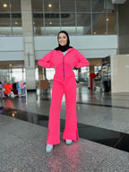 Curvey Split Pants Hot Pink