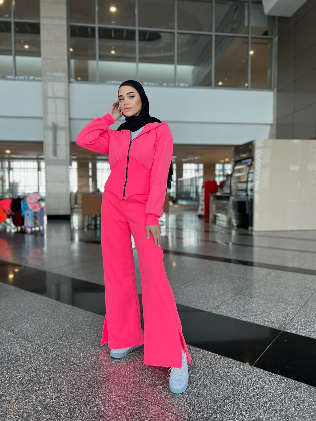 Curvey Split Pants Hot Pink
