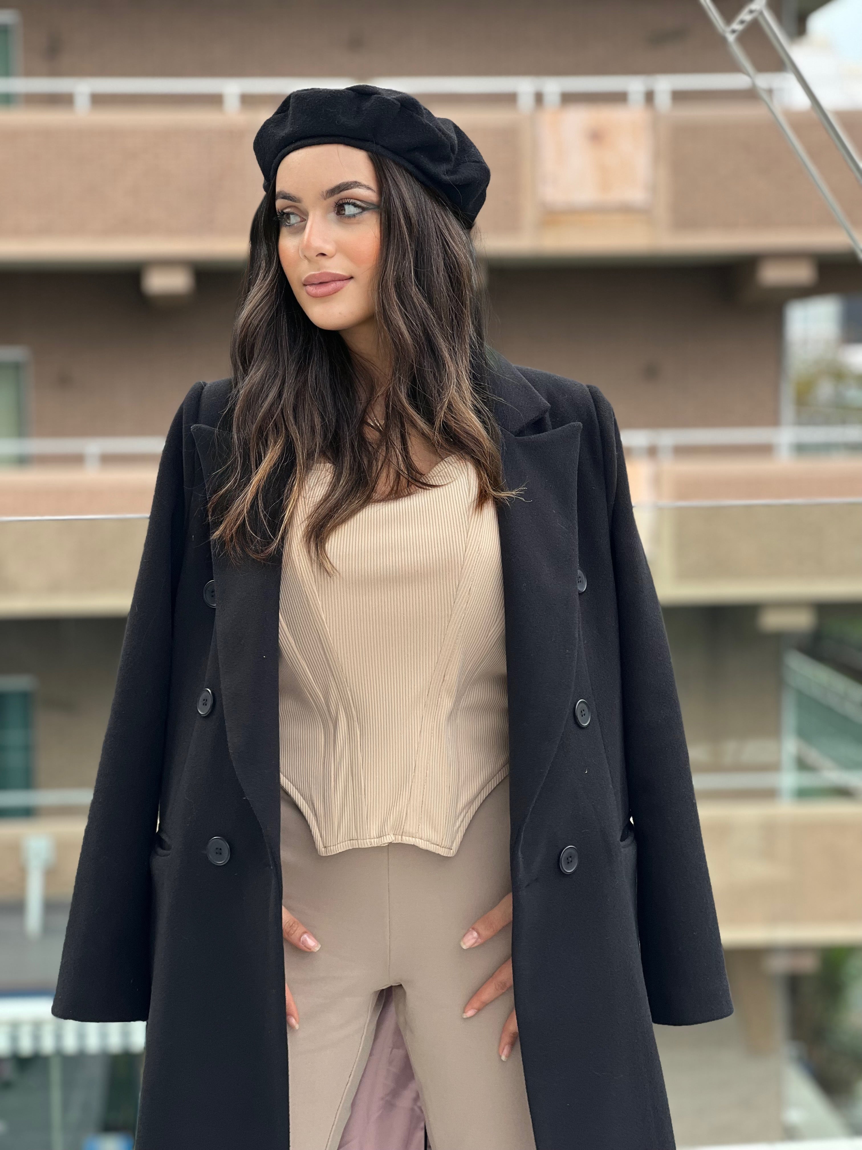French Curves Coat Black