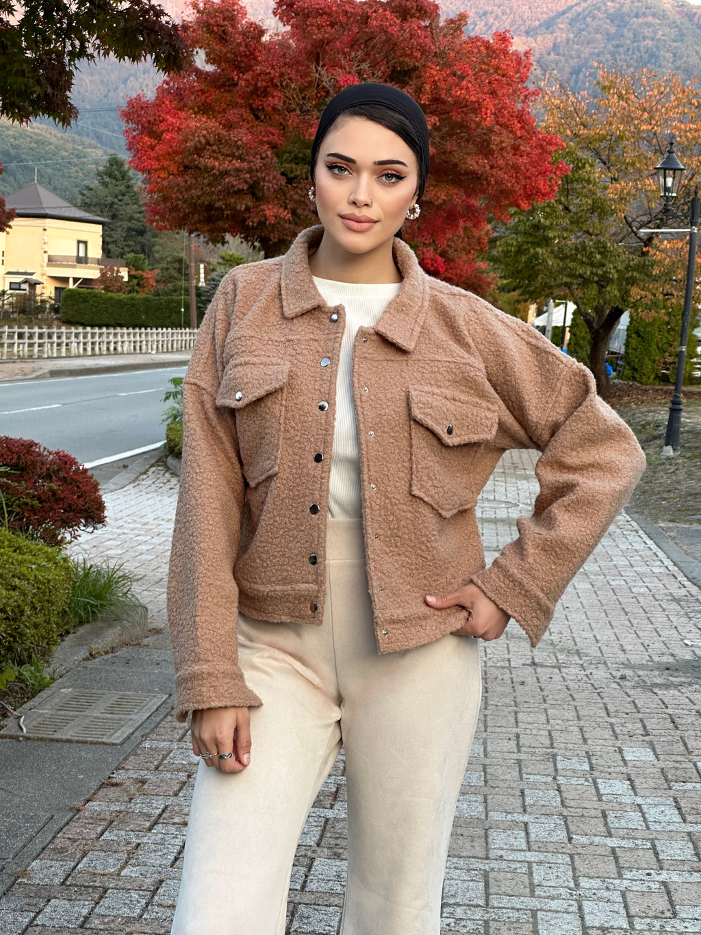 Terry Furry Jacket Beige