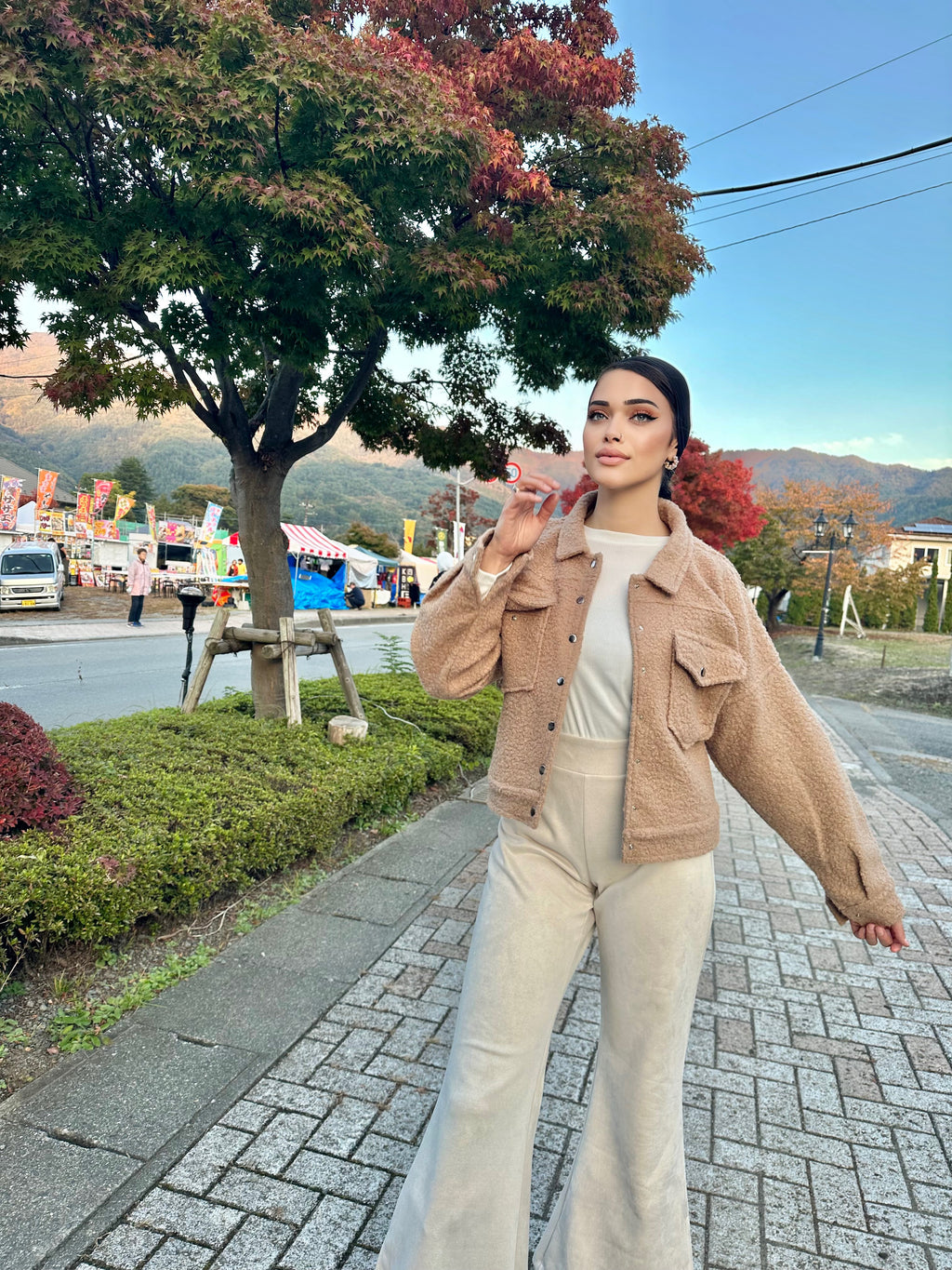 Terry Furry Jacket Beige