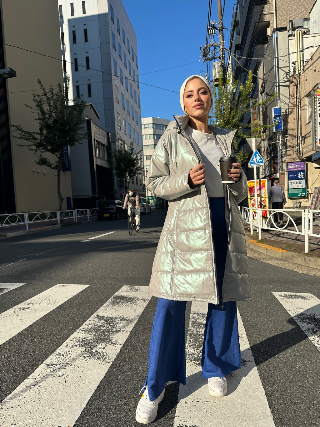 Relflecting Waterproof Long Jacket Silver
