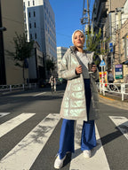 Relflecting Waterproof Long Jacket Silver
