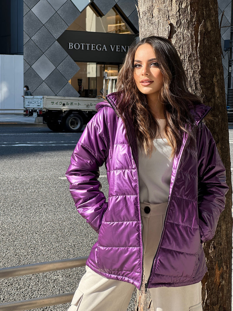 Reflecting Waterproof Short Jacket Purple