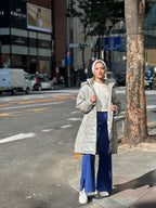 Relflecting Waterproof Long Jacket Silver