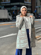 Relflecting Waterproof Long Jacket Silver
