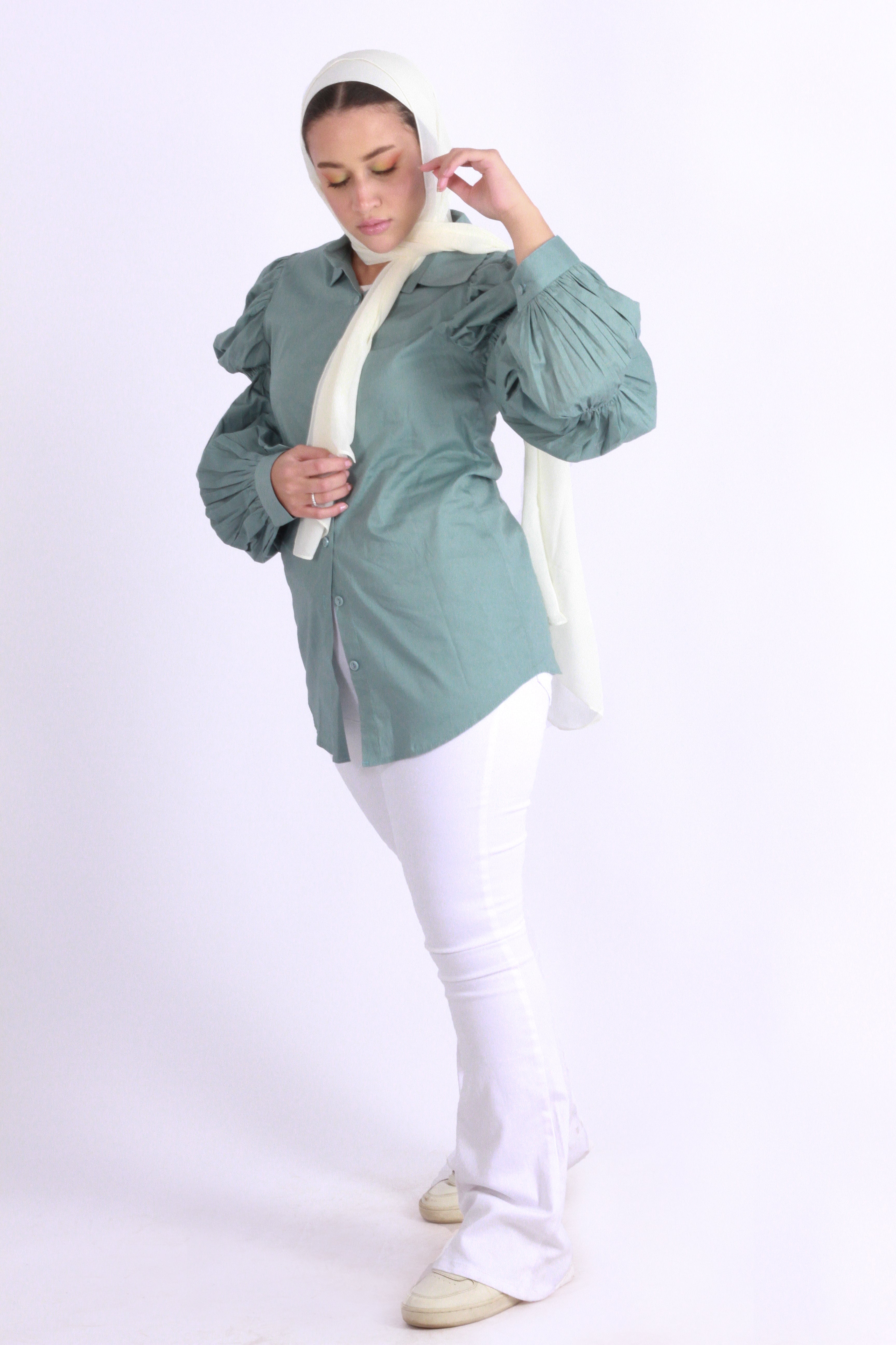 Double Puff Shirt Blue Smoke