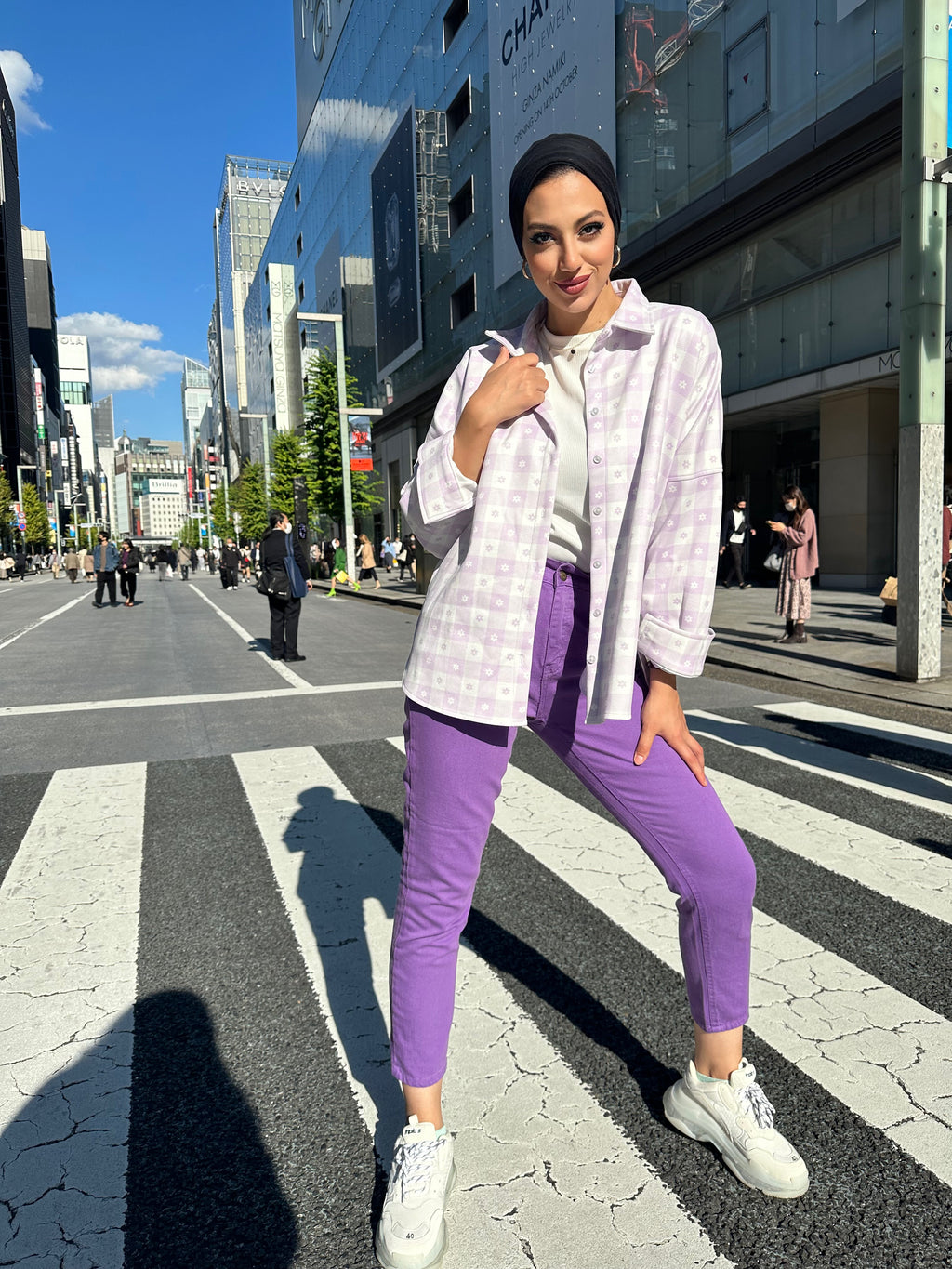 Lilac Floral Checks Shirt