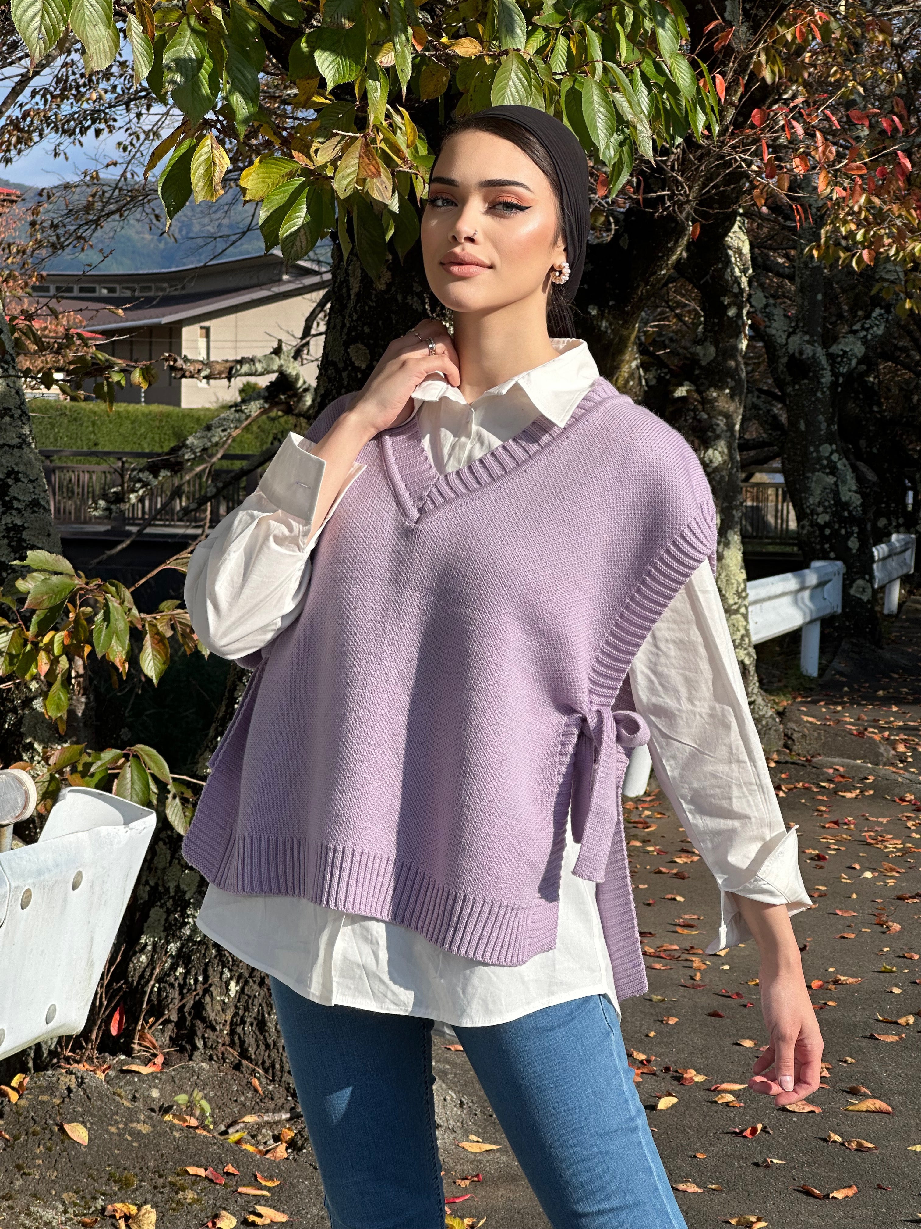 V Wrap Vest Heather Lilac