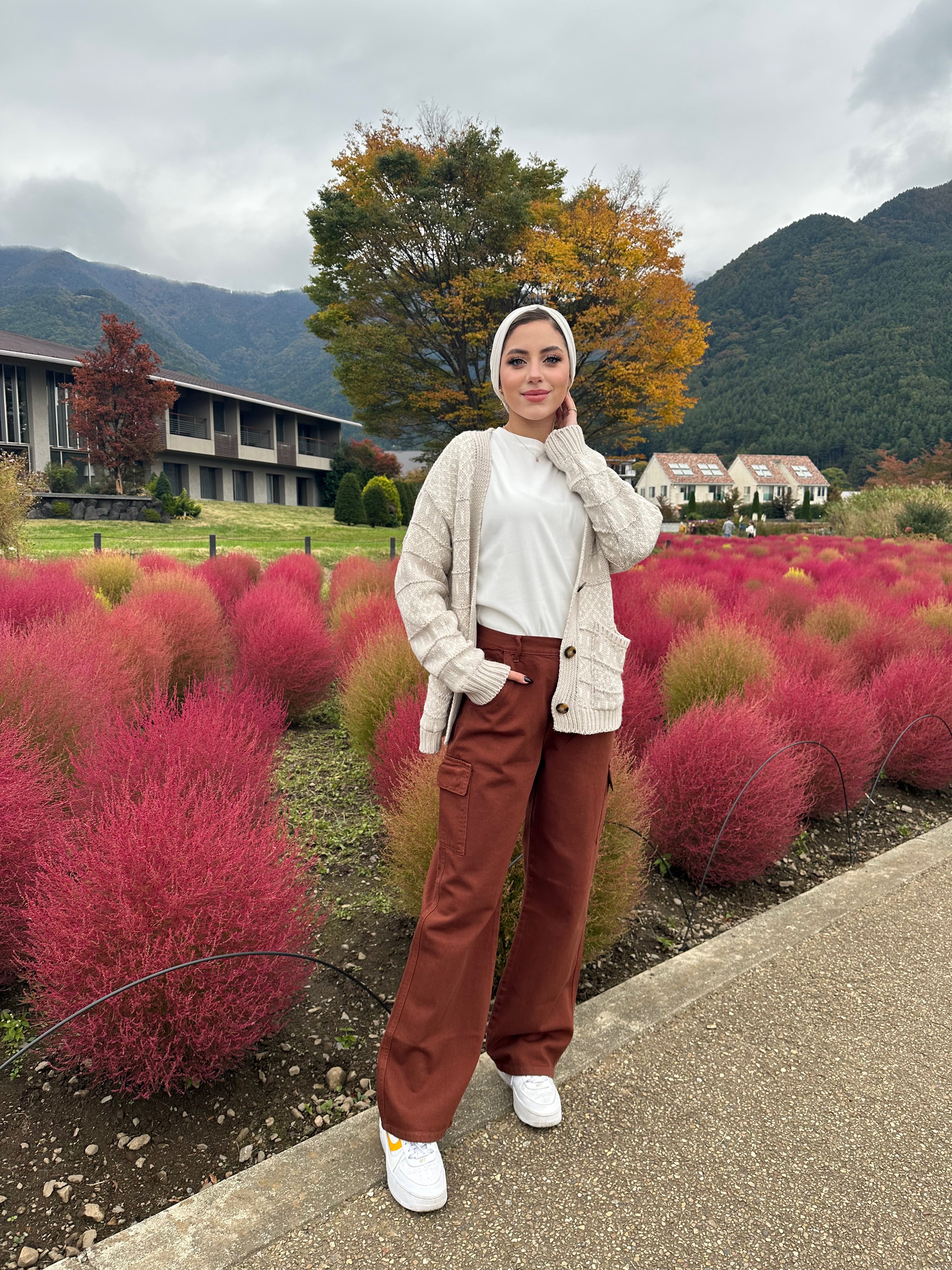 Wide Cargo Denim Pants Maple