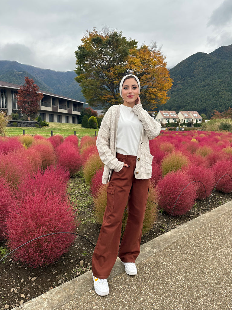 Wide Cargo Denim Pants Maple