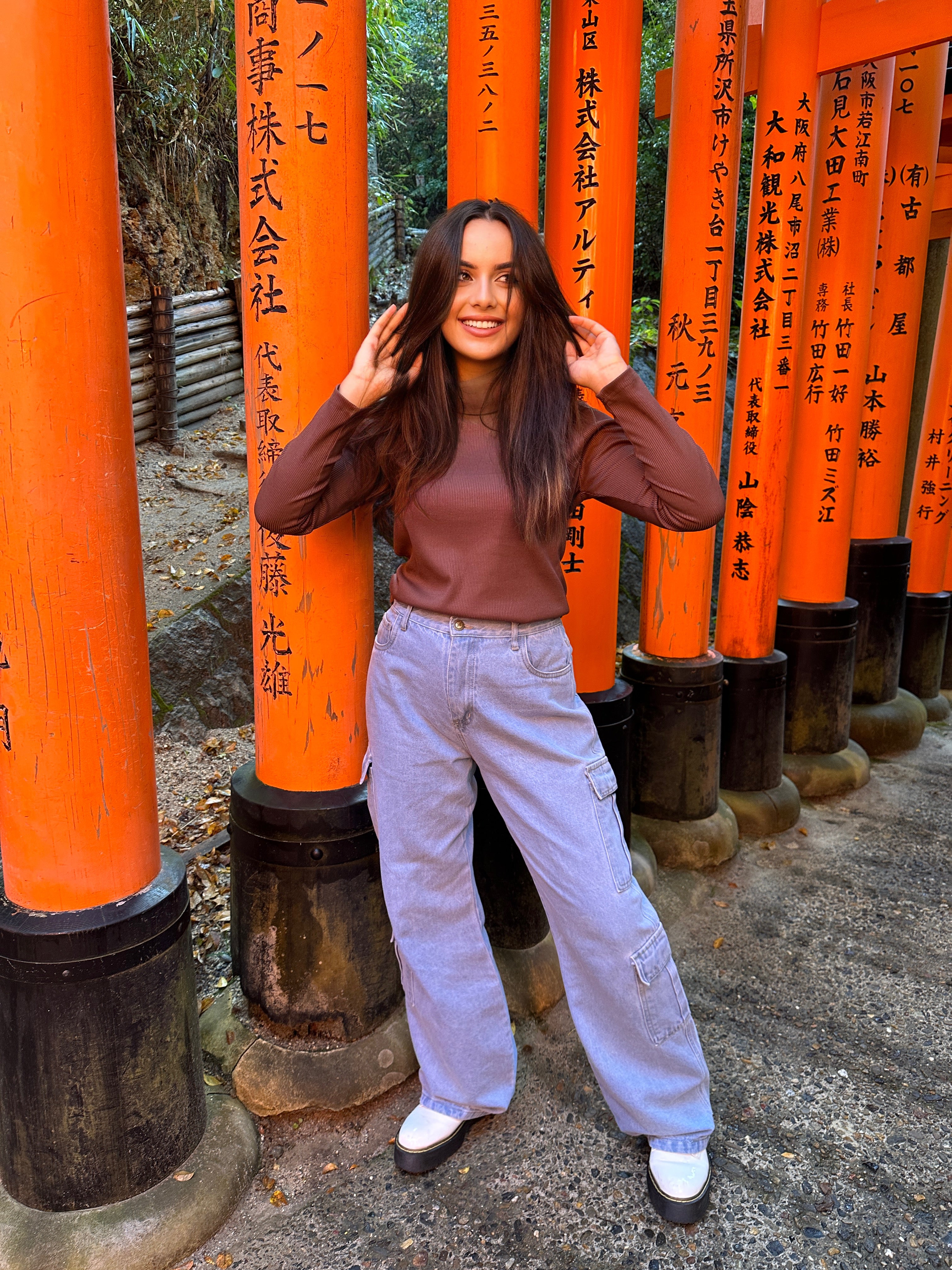 Wide Cargo Denim Pants Ice