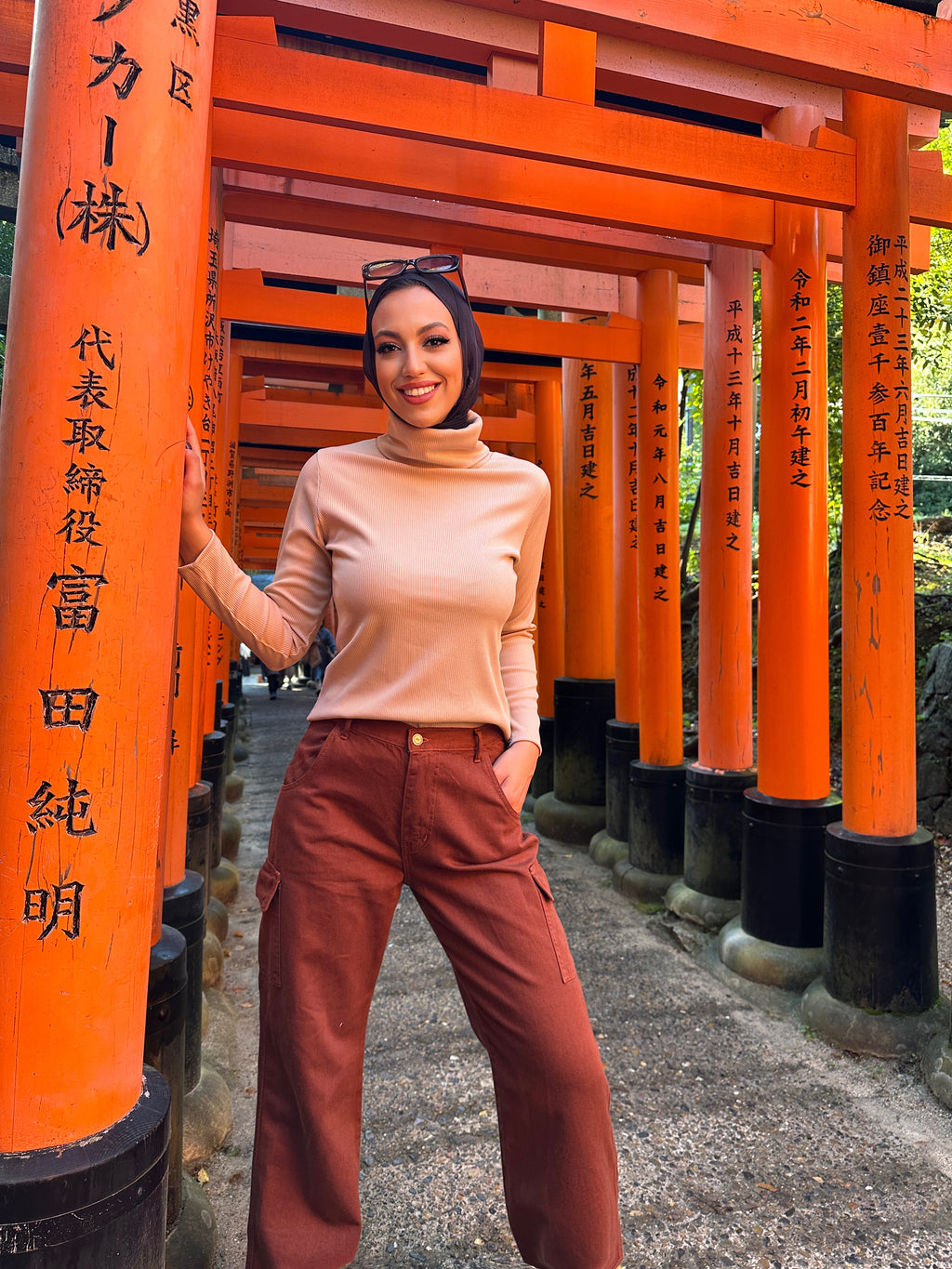 Wide Cargo Denim Pants Maple
