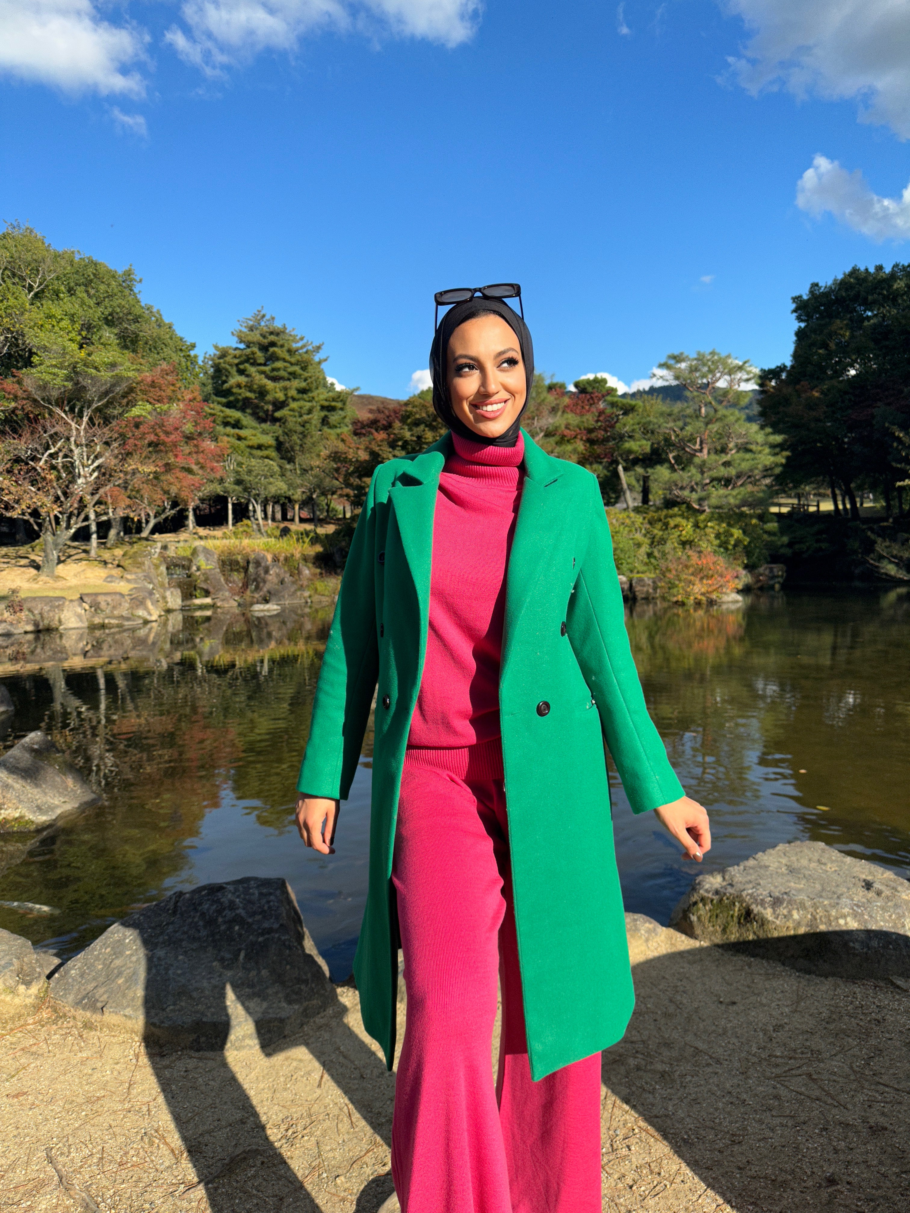 French Curves Coat Green