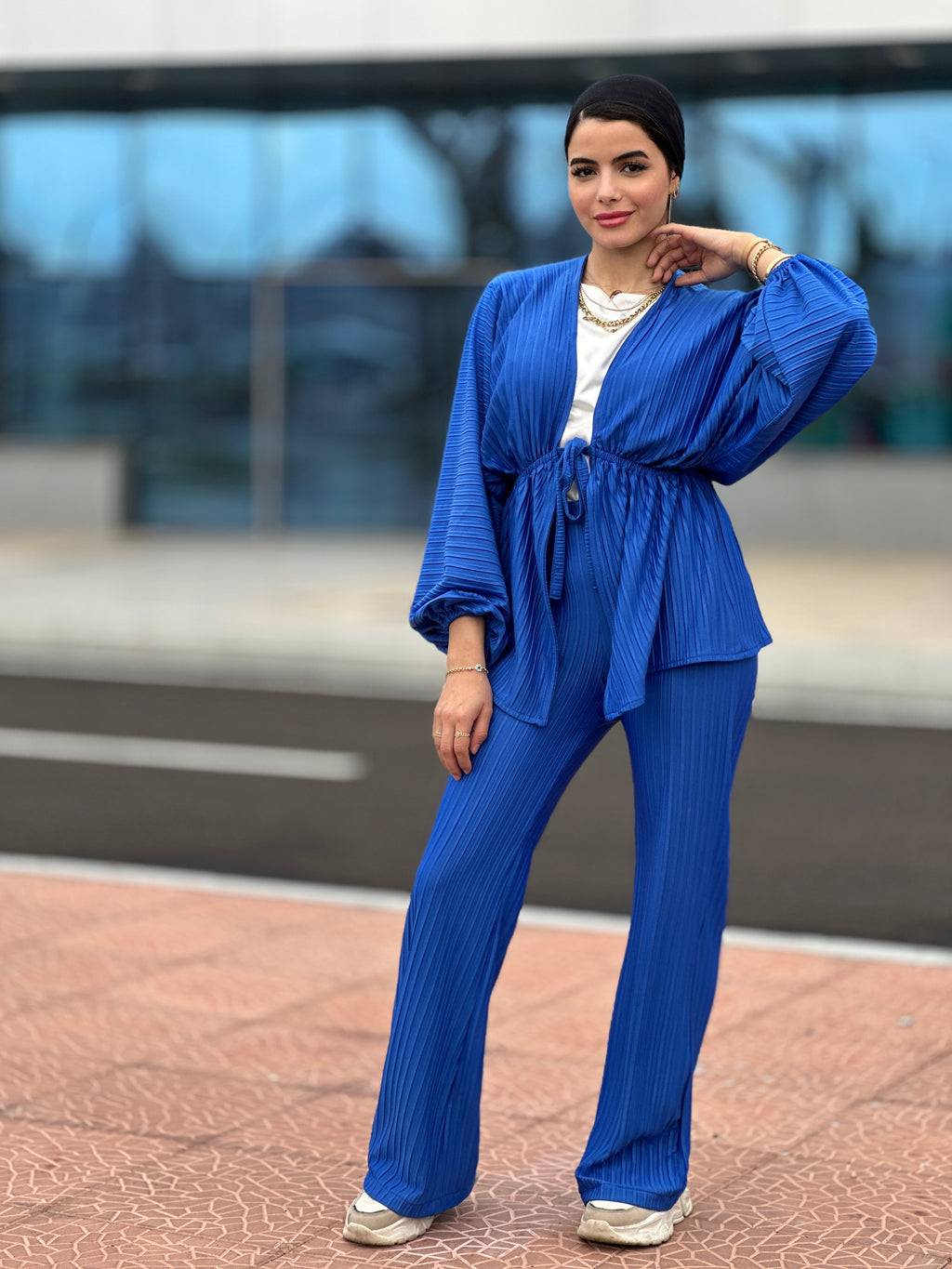 Plisse Set Pants Royal Blue