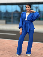 Plisse Set Pants Royal Blue