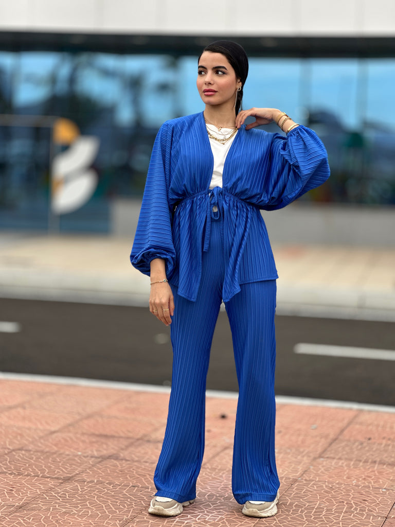 Plisse Set Top Royal Blue
