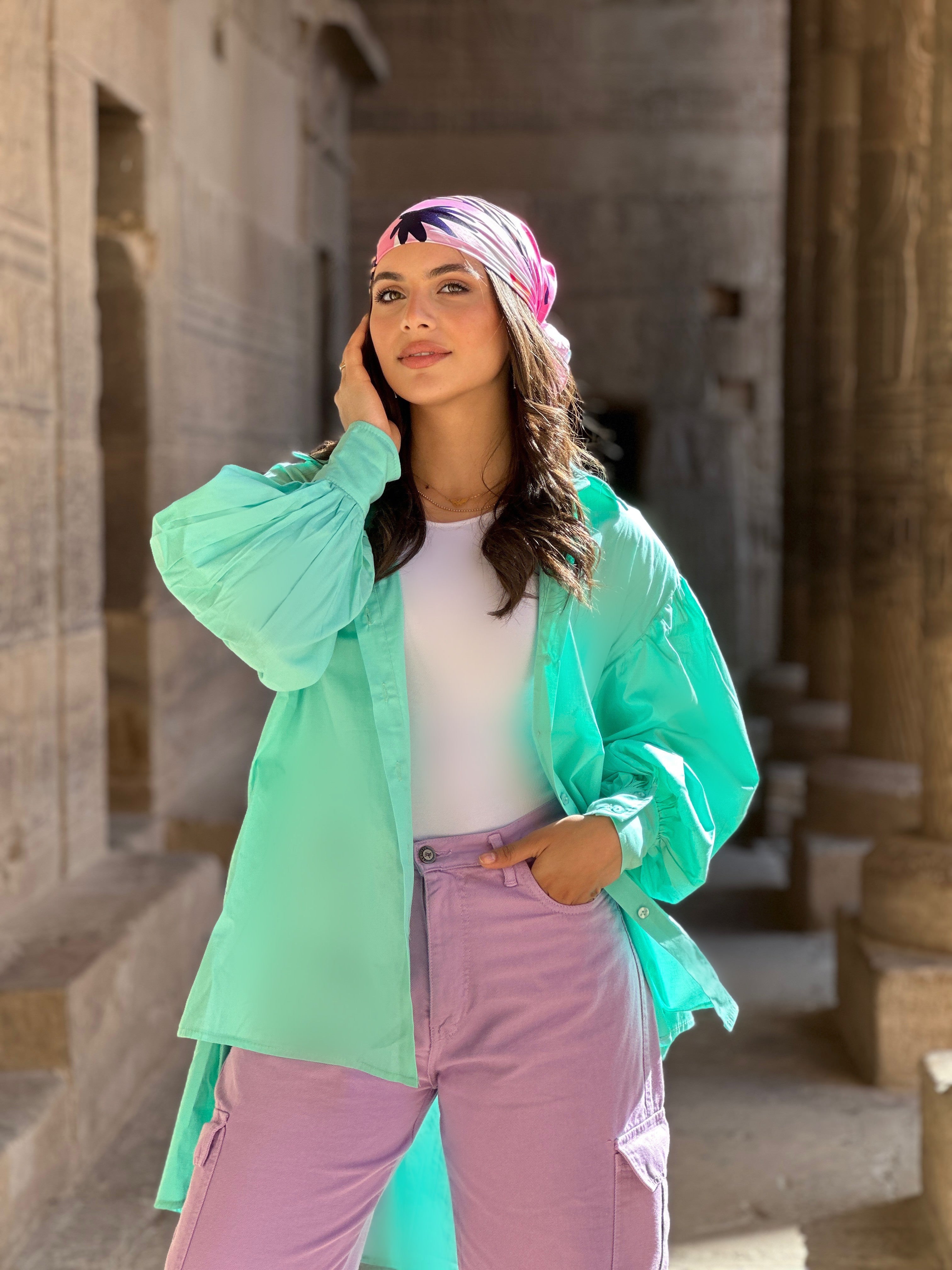Long Basic Shirt Aqua