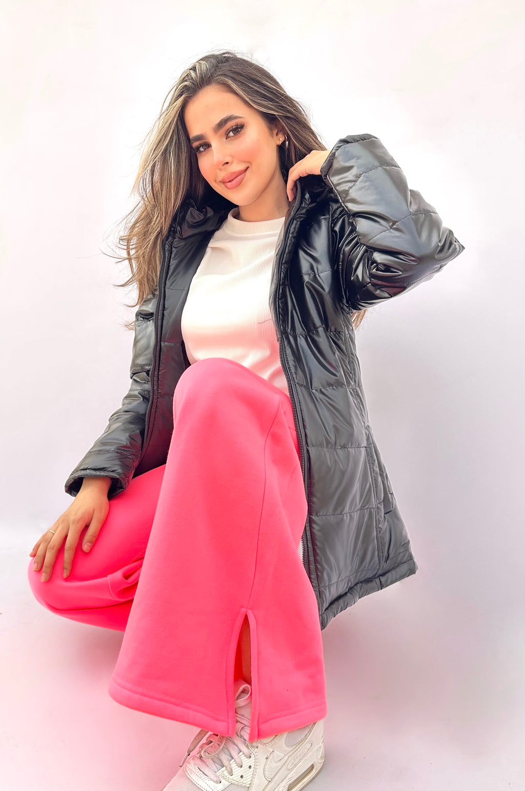Curvey Split Pants Electric Pink