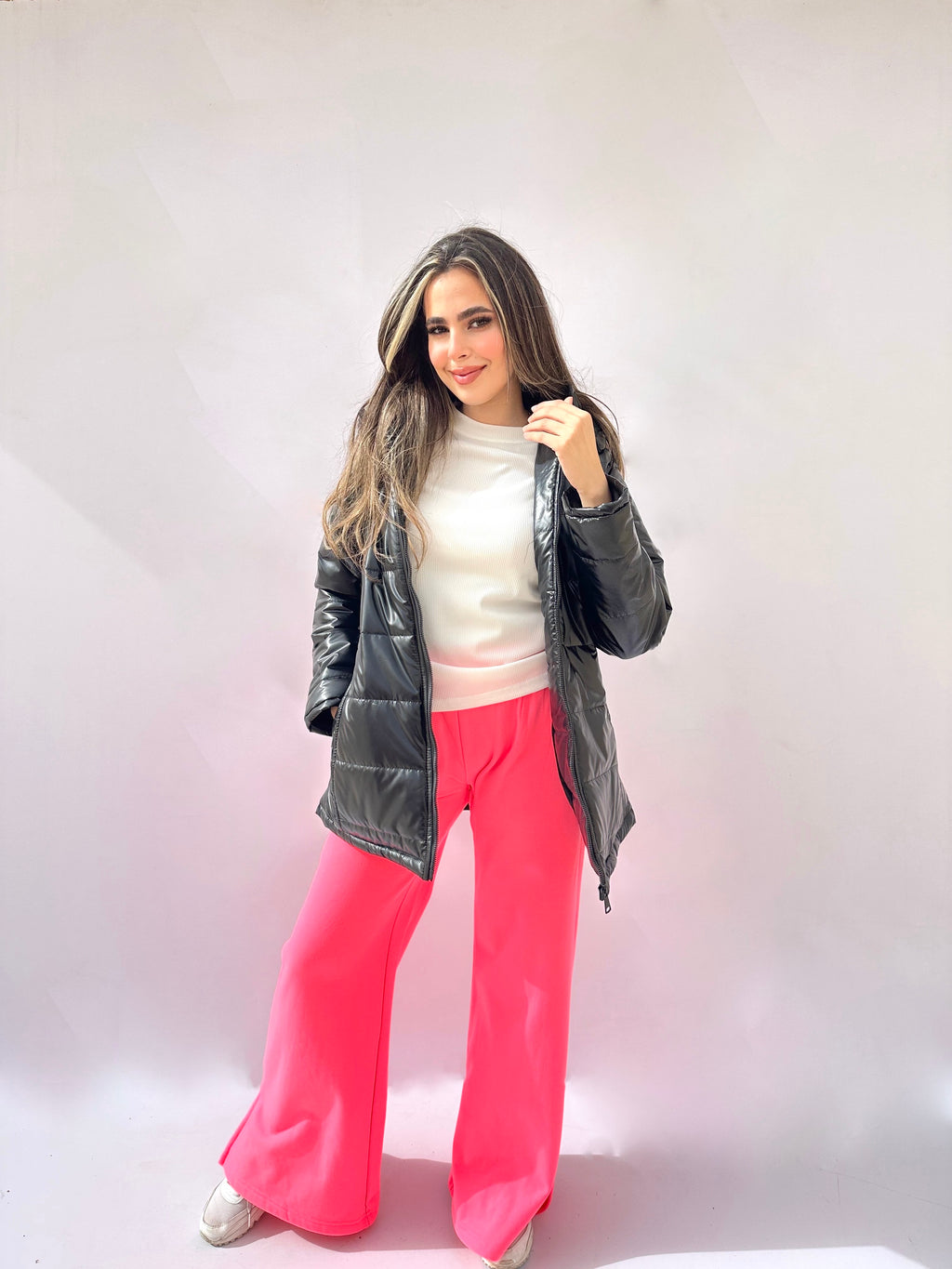 Curvey Split Pants Electric Pink