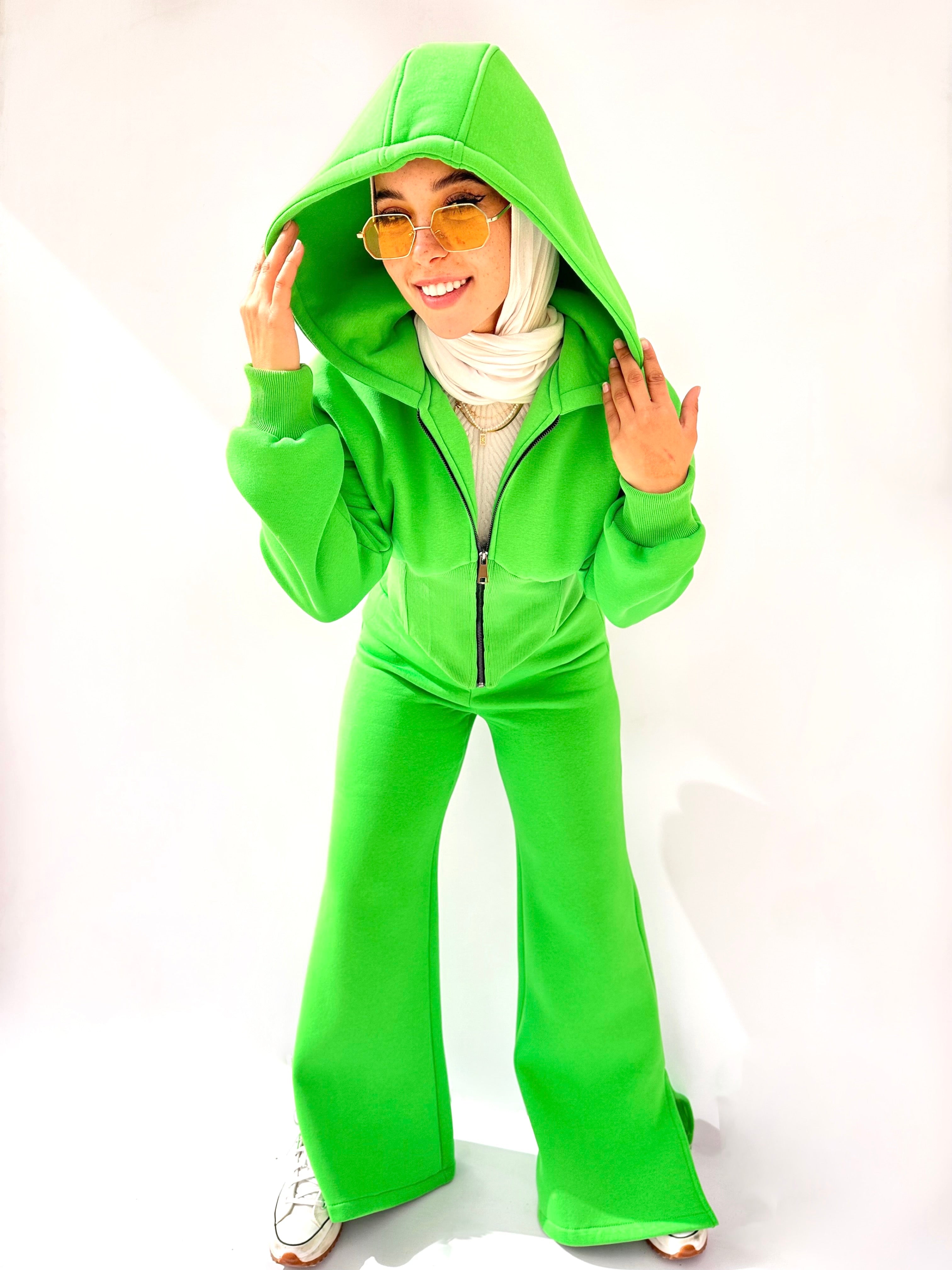 Curvey Split Pants Green