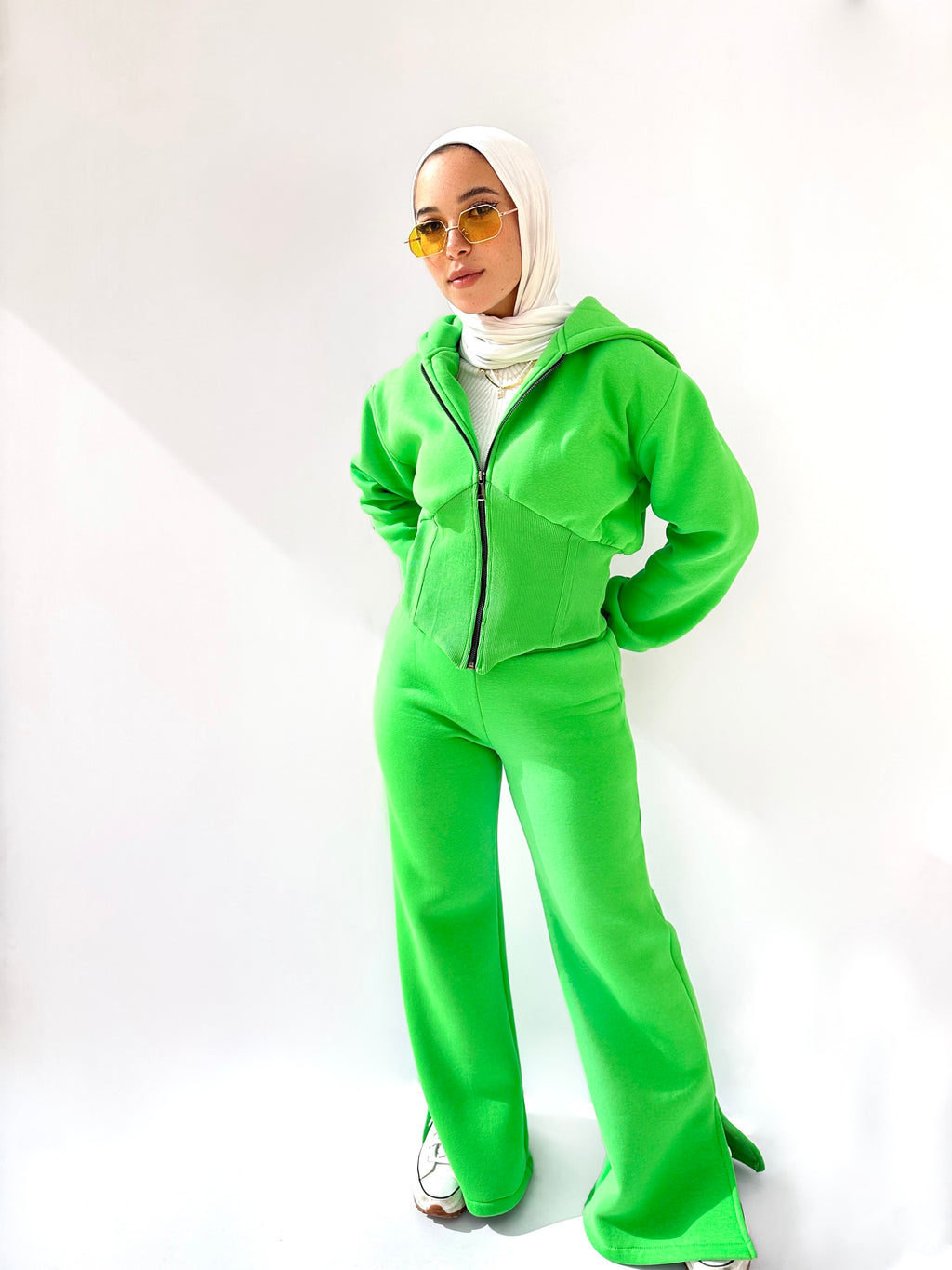 Curvey Split Pants Green