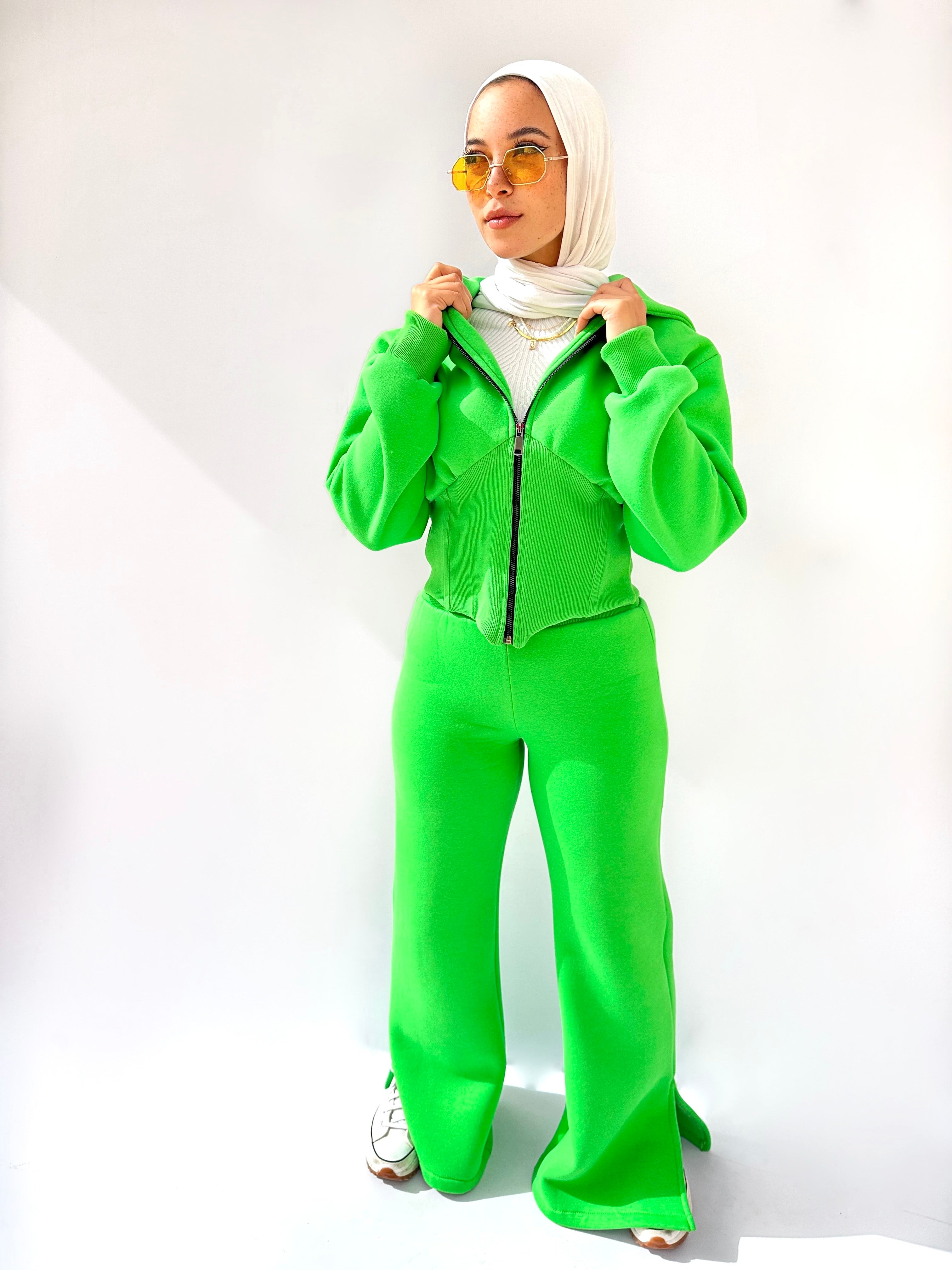 Curvey Split Pants Green