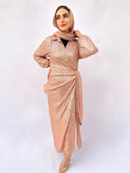 Wrappy Bling Champagne Dress