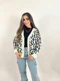 Monogram Cardigan Cream Coal