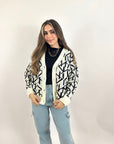 Monogram Cardigan Cream Coal