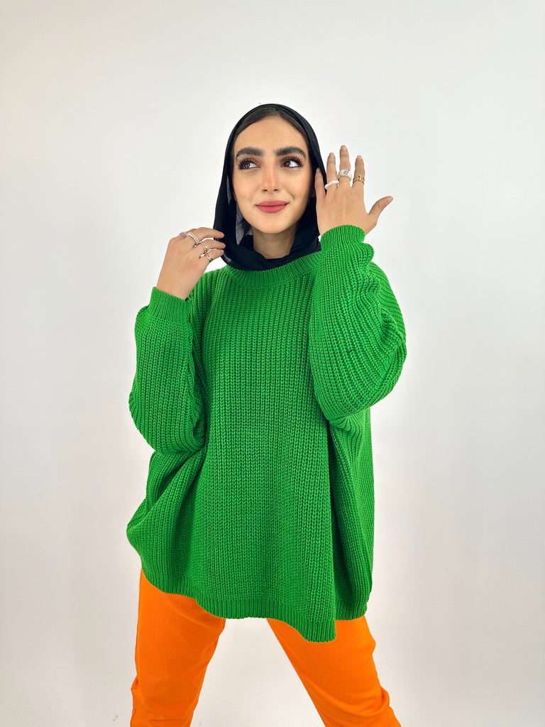 New Oversized Knit Sweater Green