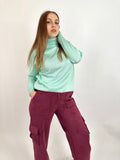 Wide Cargo Suede Pants Plum