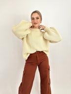 Wide Cargo Denim Pants Maple