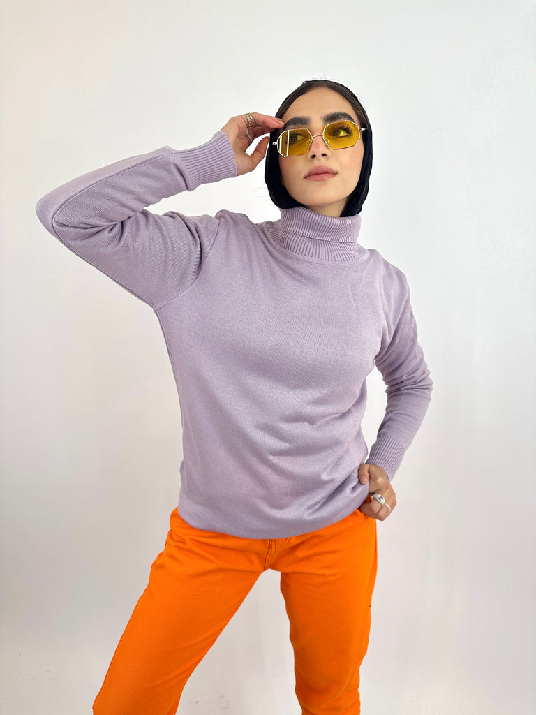 New Turtle Neck Heather Lilac