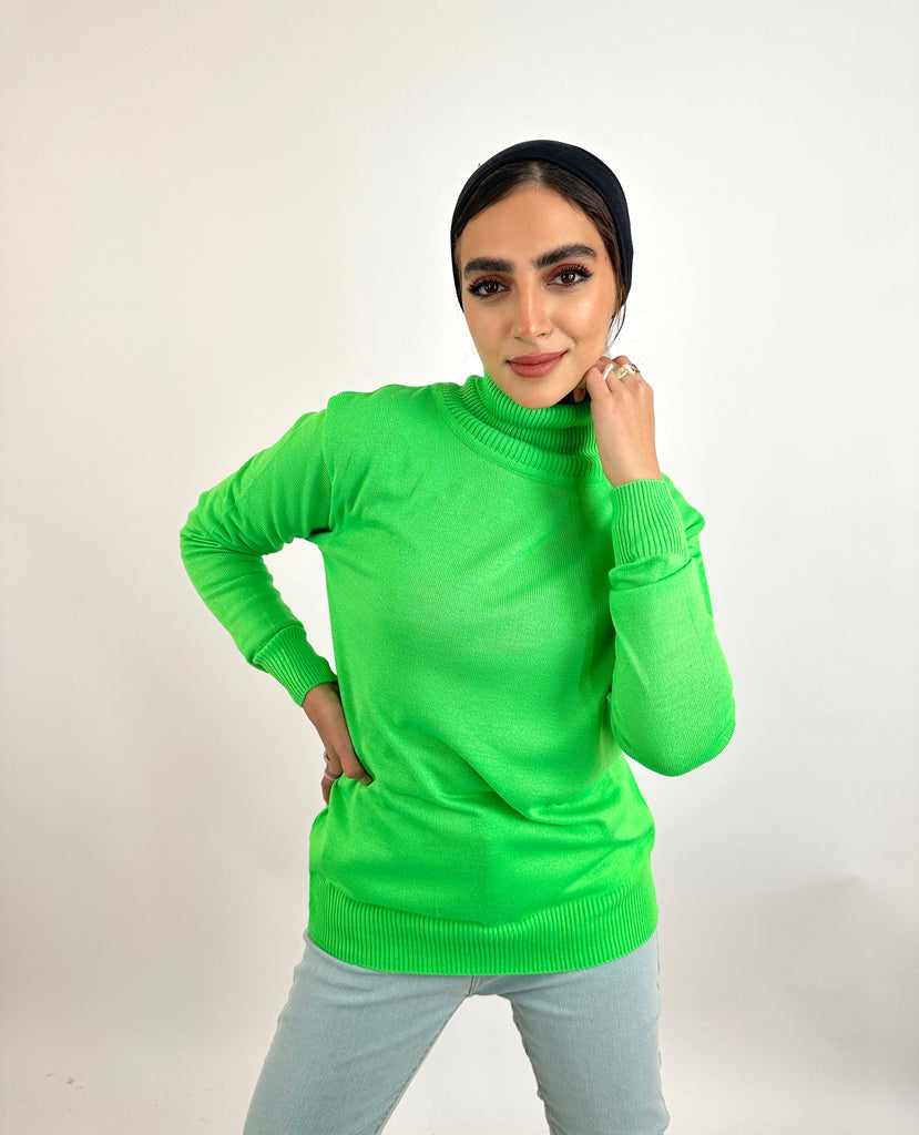 New Turtle Neck Electric Green