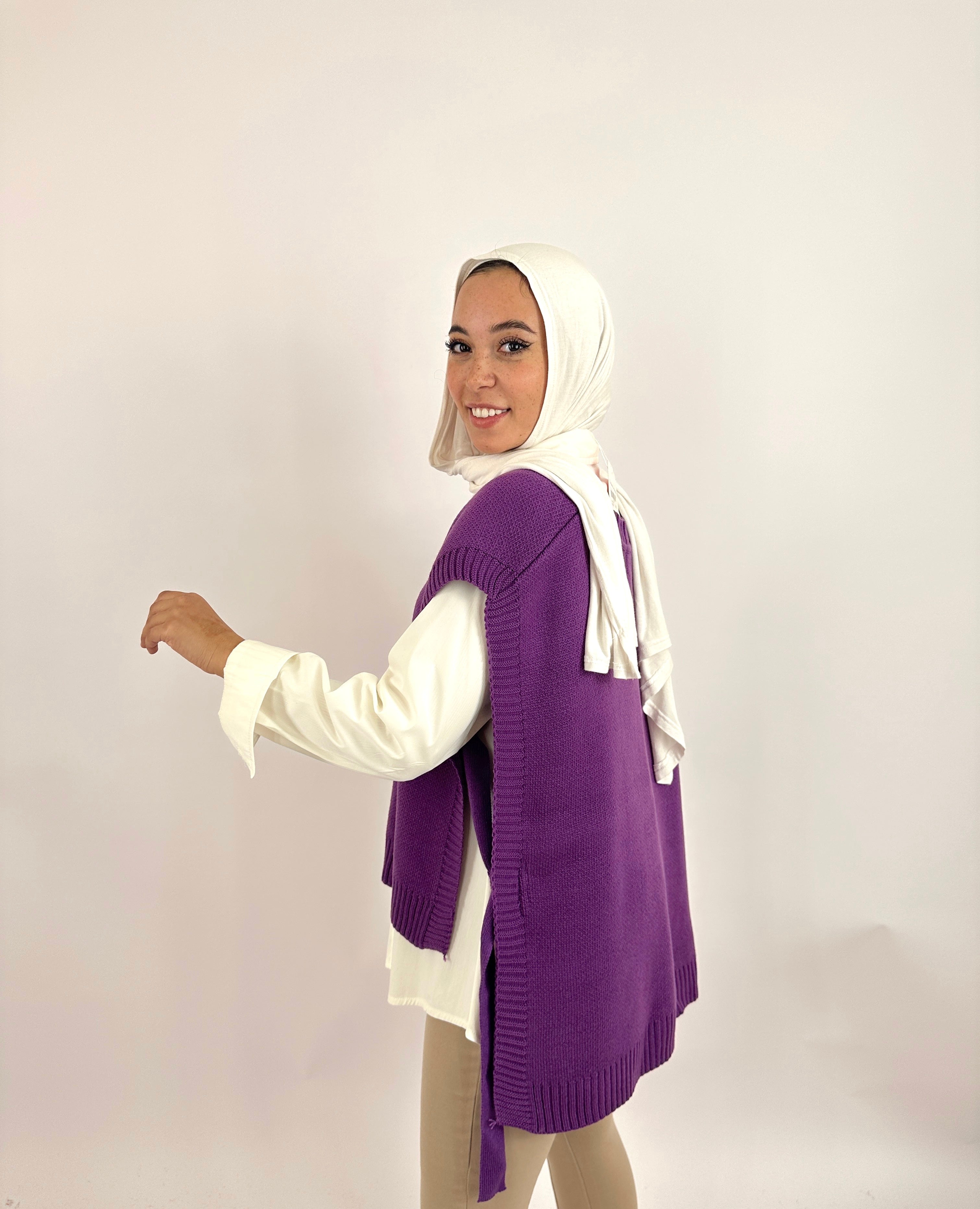 V Wrap Vest  Taro Cream