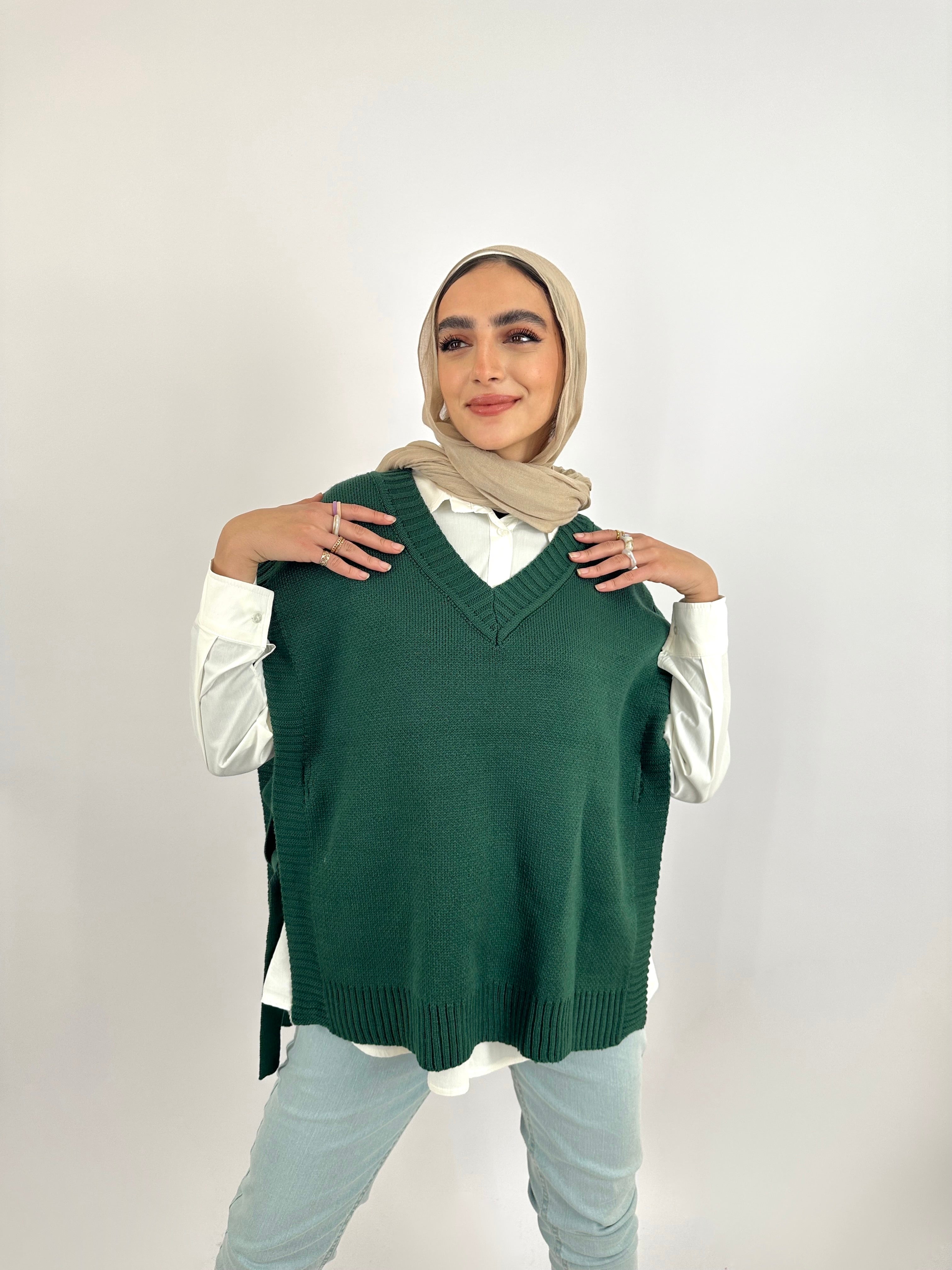 V Wrap Vest Emerald Green