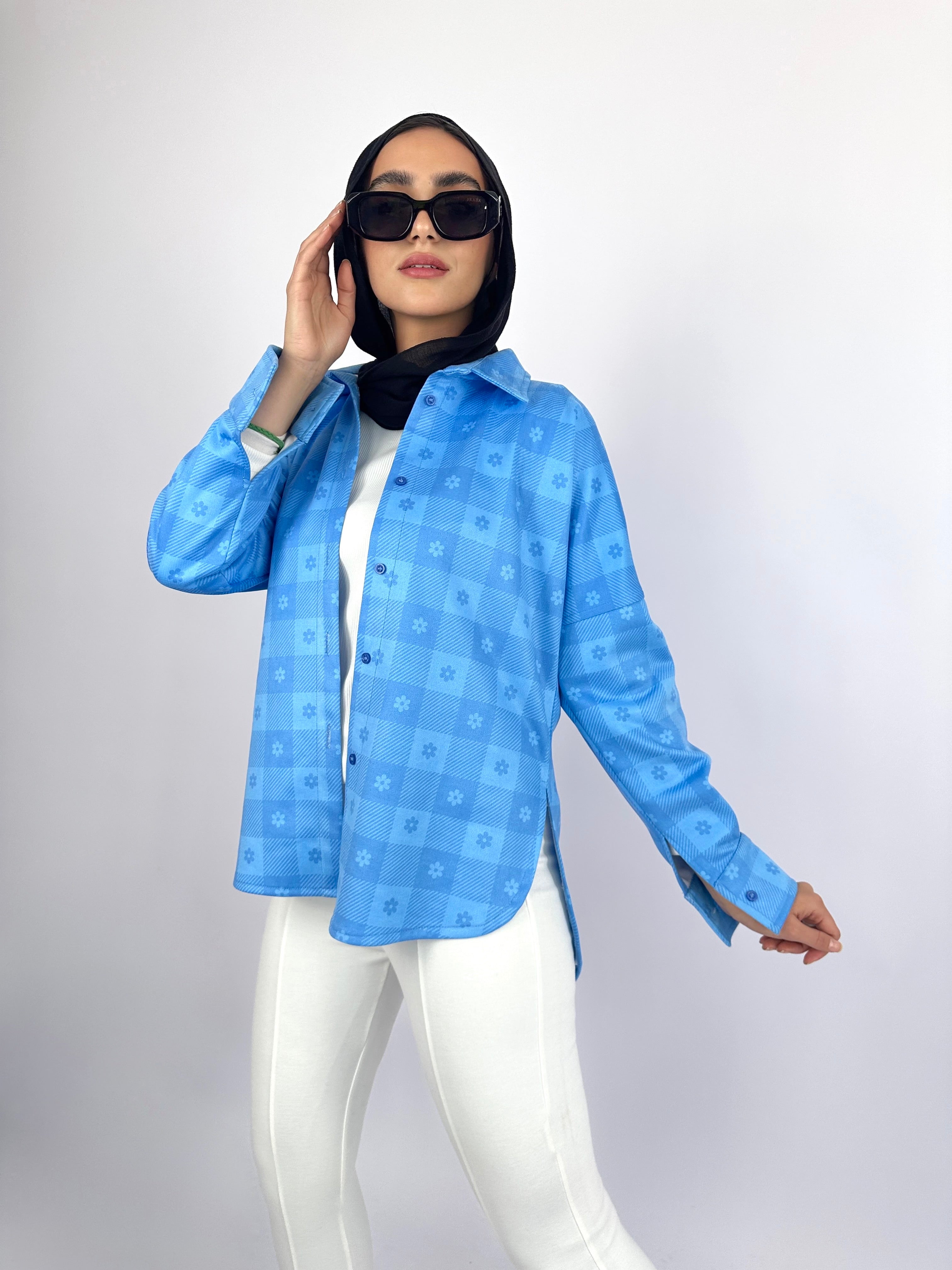 True Blue Floral Checks Shirt