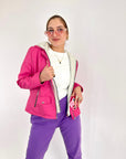 Hooded Leather Jacket Fuchsia